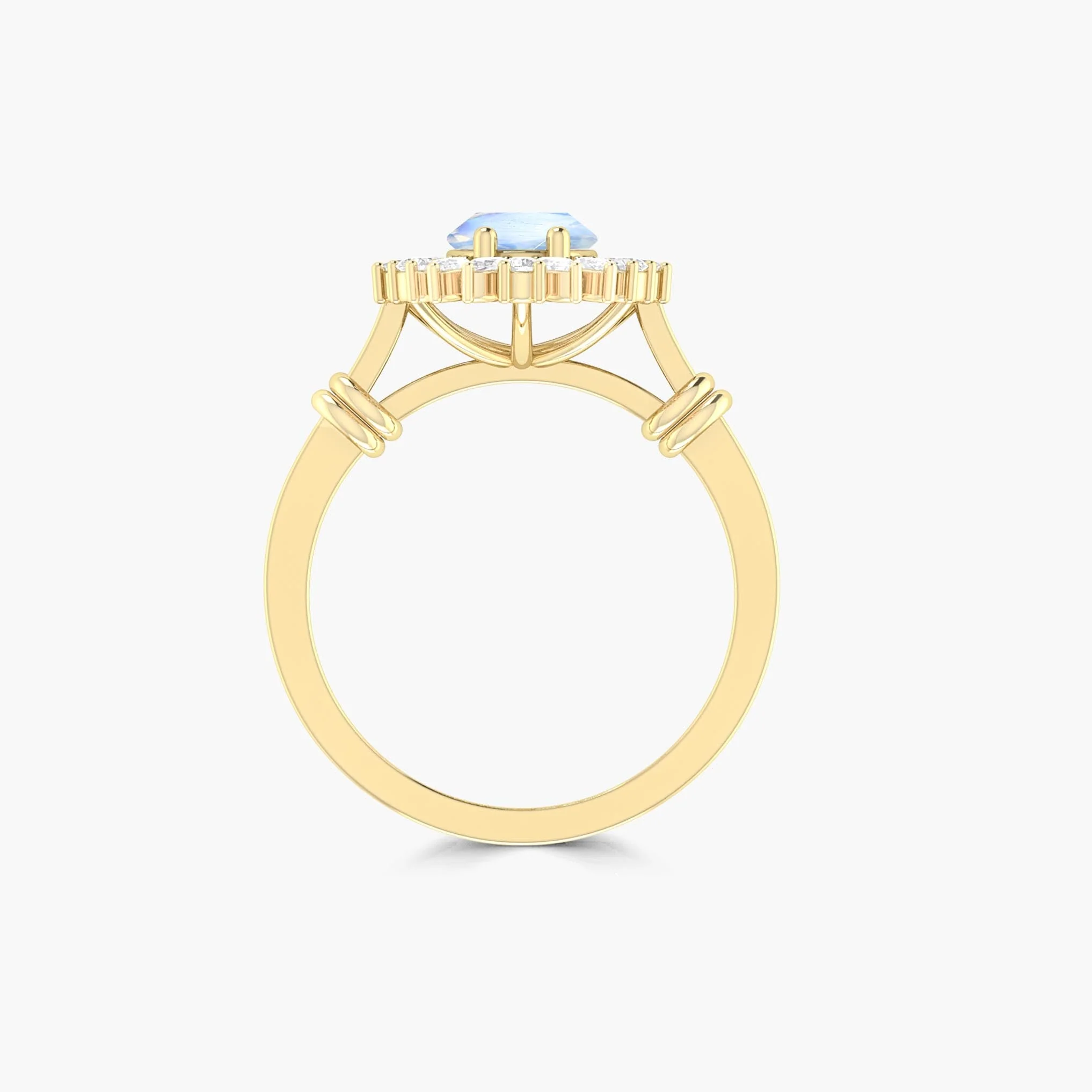 White rainbow moonstone wedding Gold statement ring - Image 4
