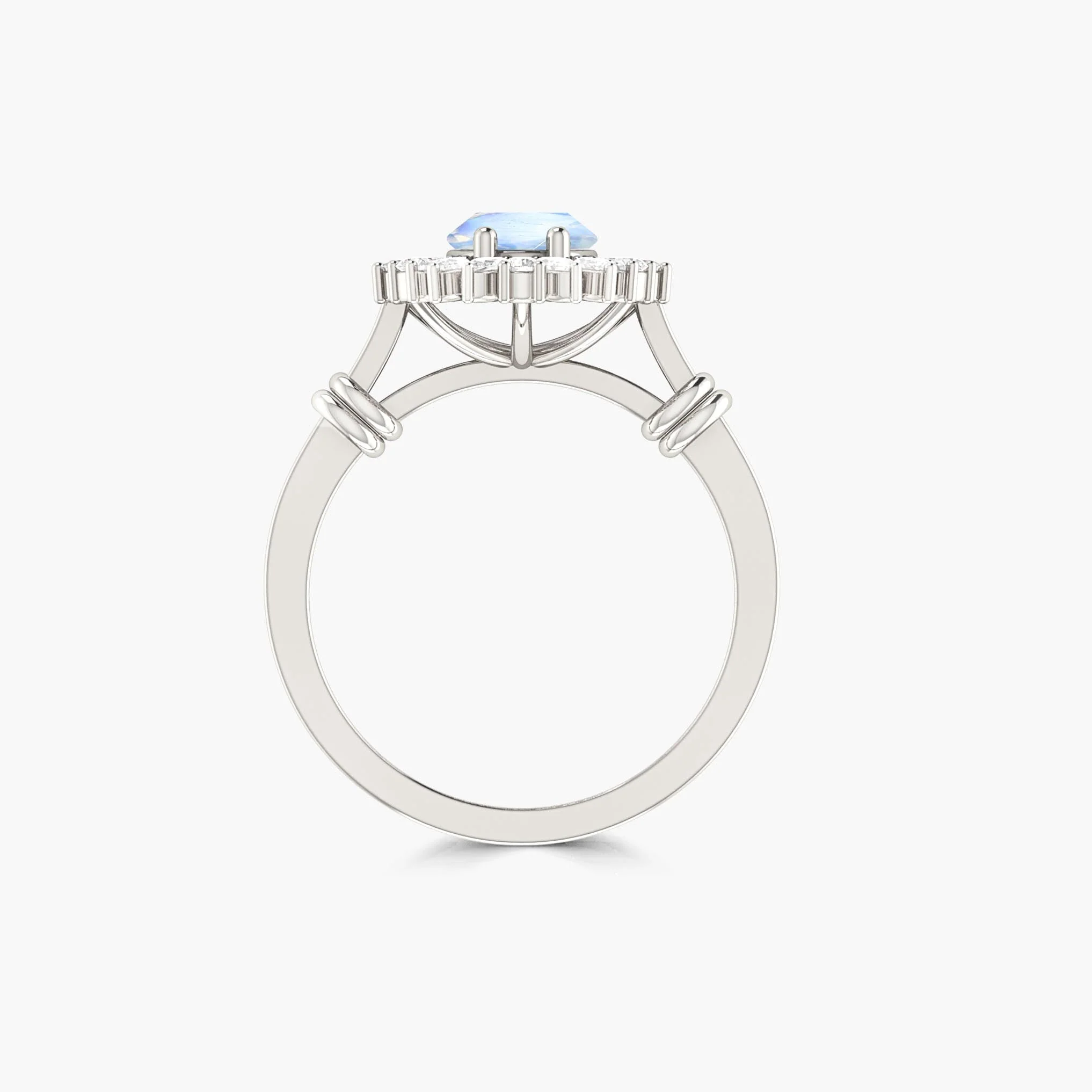 White rainbow moonstone wedding Gold statement ring - Image 7