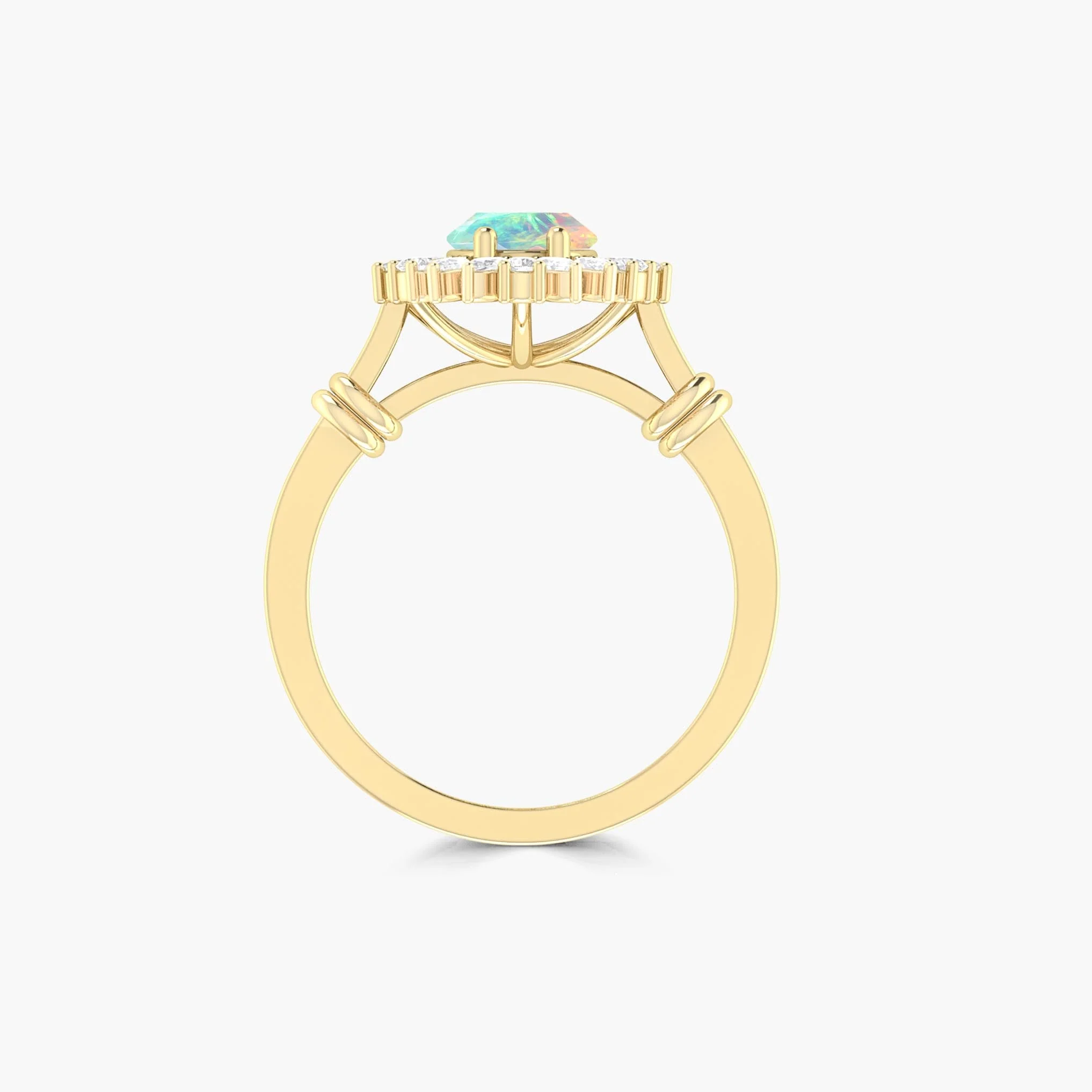 White opal prong sett statement Engagement or purpose ring - Image 4