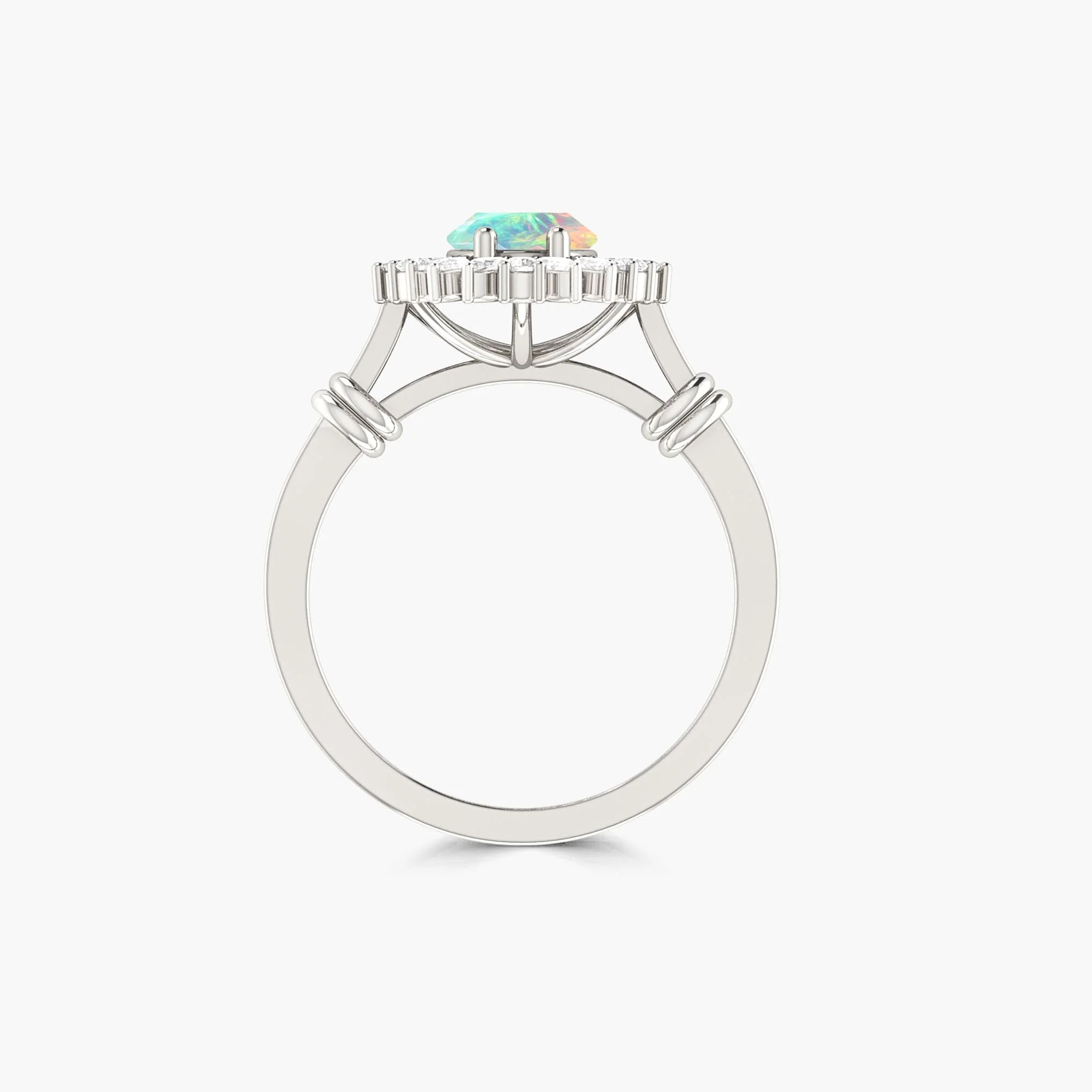 White opal prong sett statement Engagement or purpose ring - Image 7