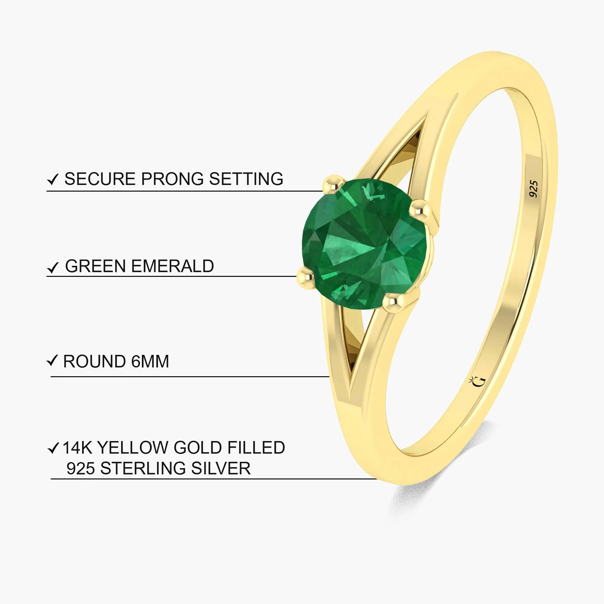 Vintage Lab grown Green Emerald dainty statement ring - Image 3