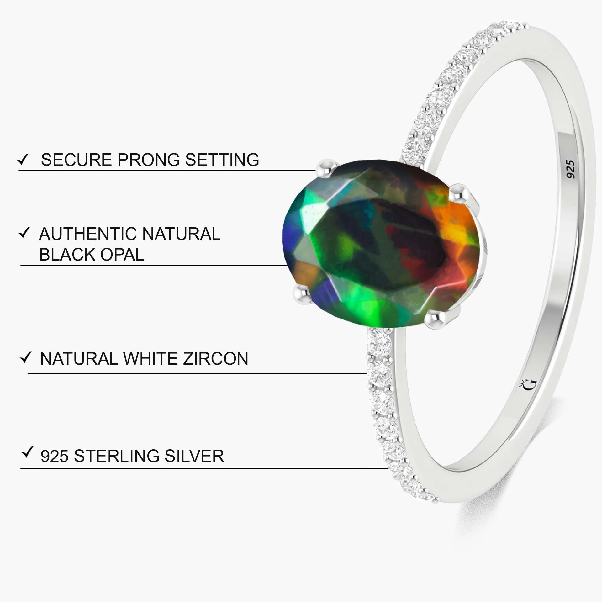 Black oval natural fire Ethiopian opal Statement ring - Image 7