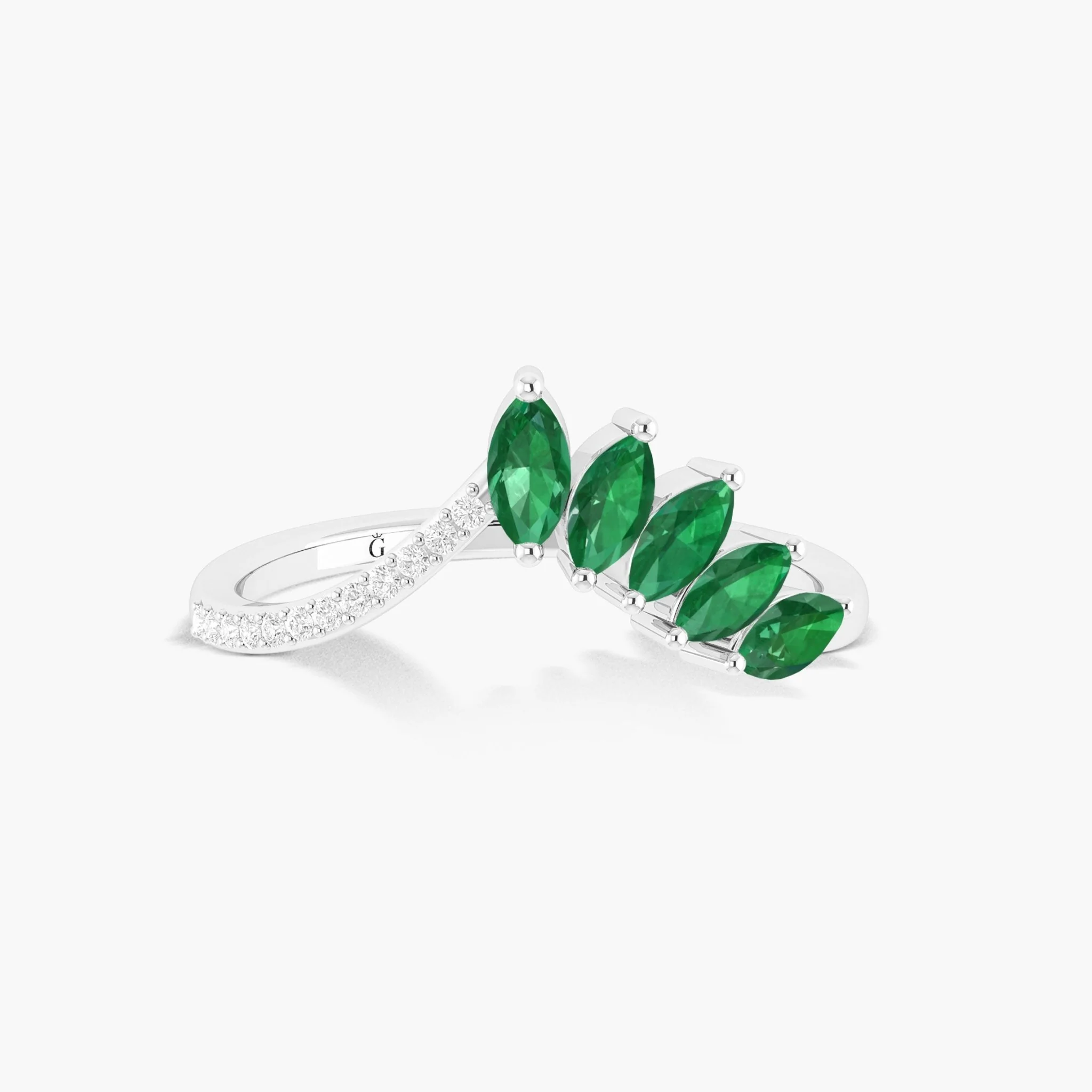 4 Marquise Shape Emerald 18K Gold Vermeil or silver ring - Image 5