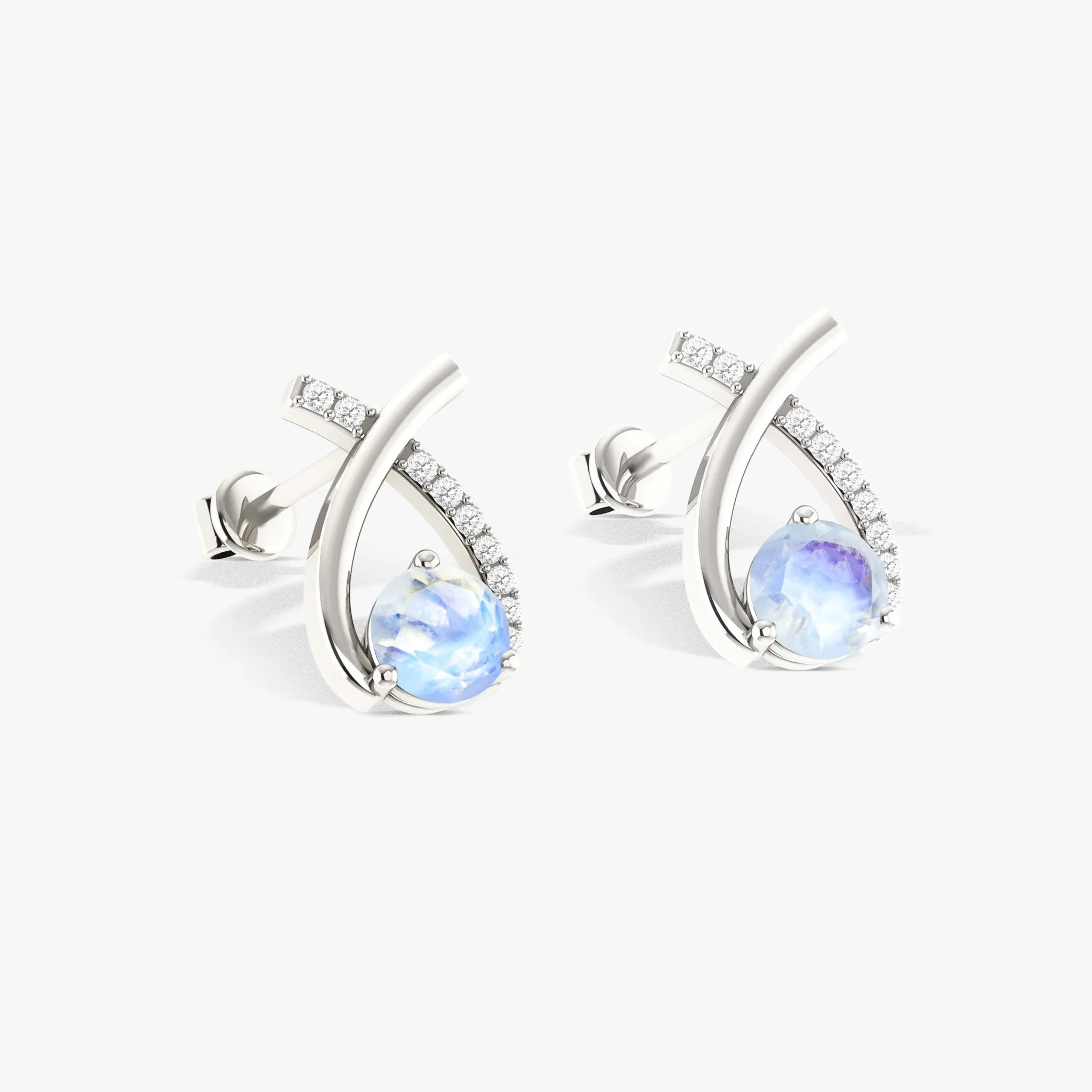 5MM Round Natural Moonstone Opal Stud Earrings - Image 4