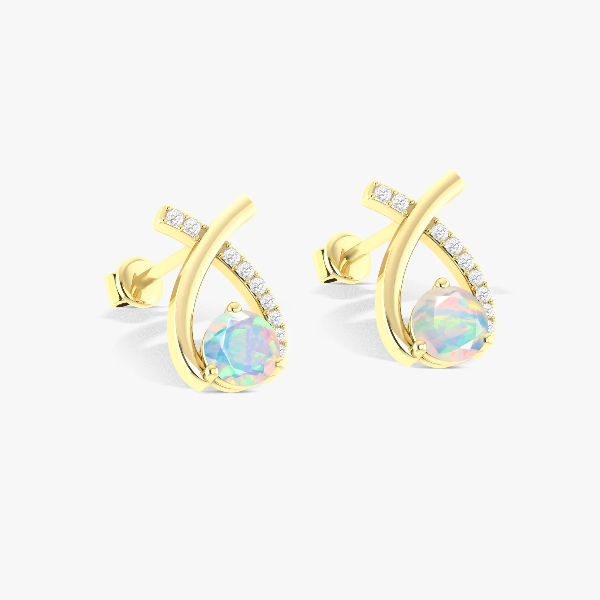 5MM Round Natural White Opal Stud Earrings - Image 4