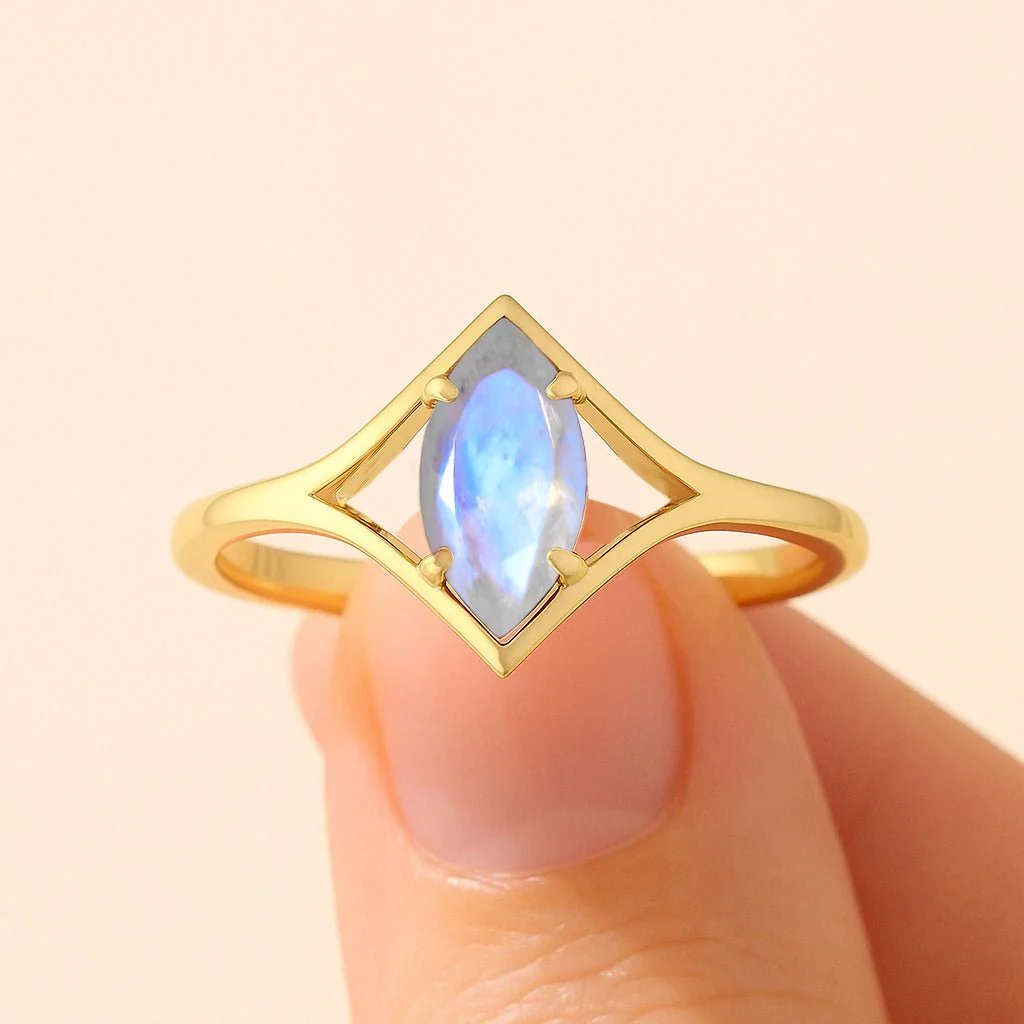 8X4 MM Moonstone Solitaire Ring in Sterling Silver - Image 5