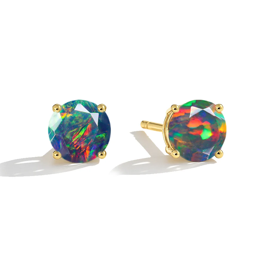 925 Silver Black Opal Round Stone Stud Earrings 5mm Gem 0.65 Ct - Image 7