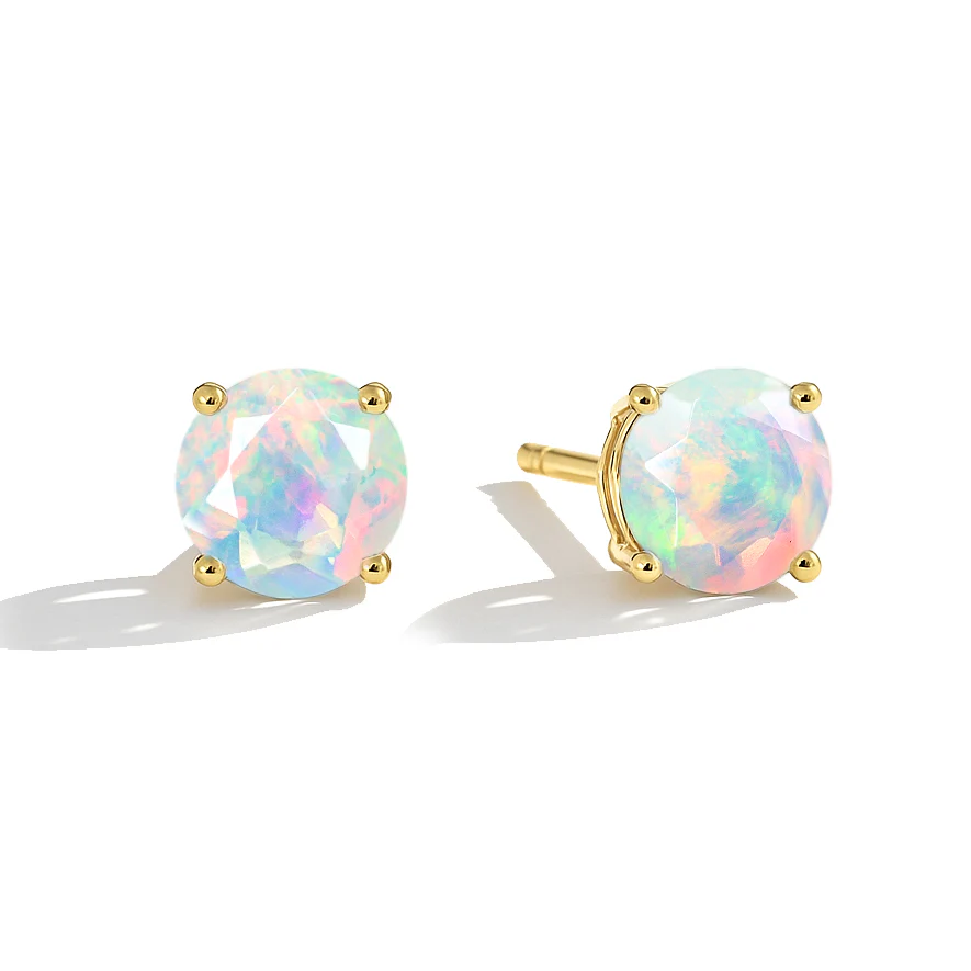 925 Silver White Opal Round Stone Stud Earrings 5mm Gem 0.65 Ct - Image 12