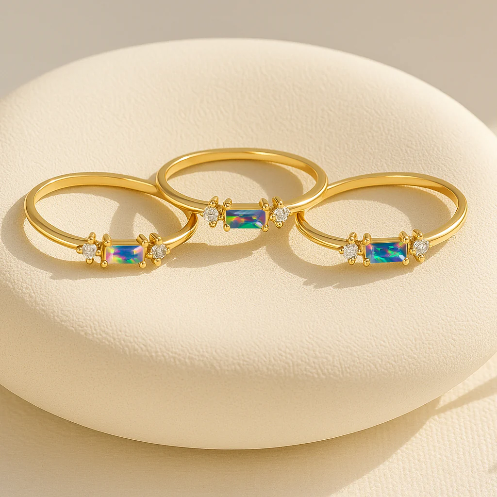 925 Sterling Silver Blue Opal Baguette Solitaire Ring with 4x2mm Stone 0.20ct - Image 15