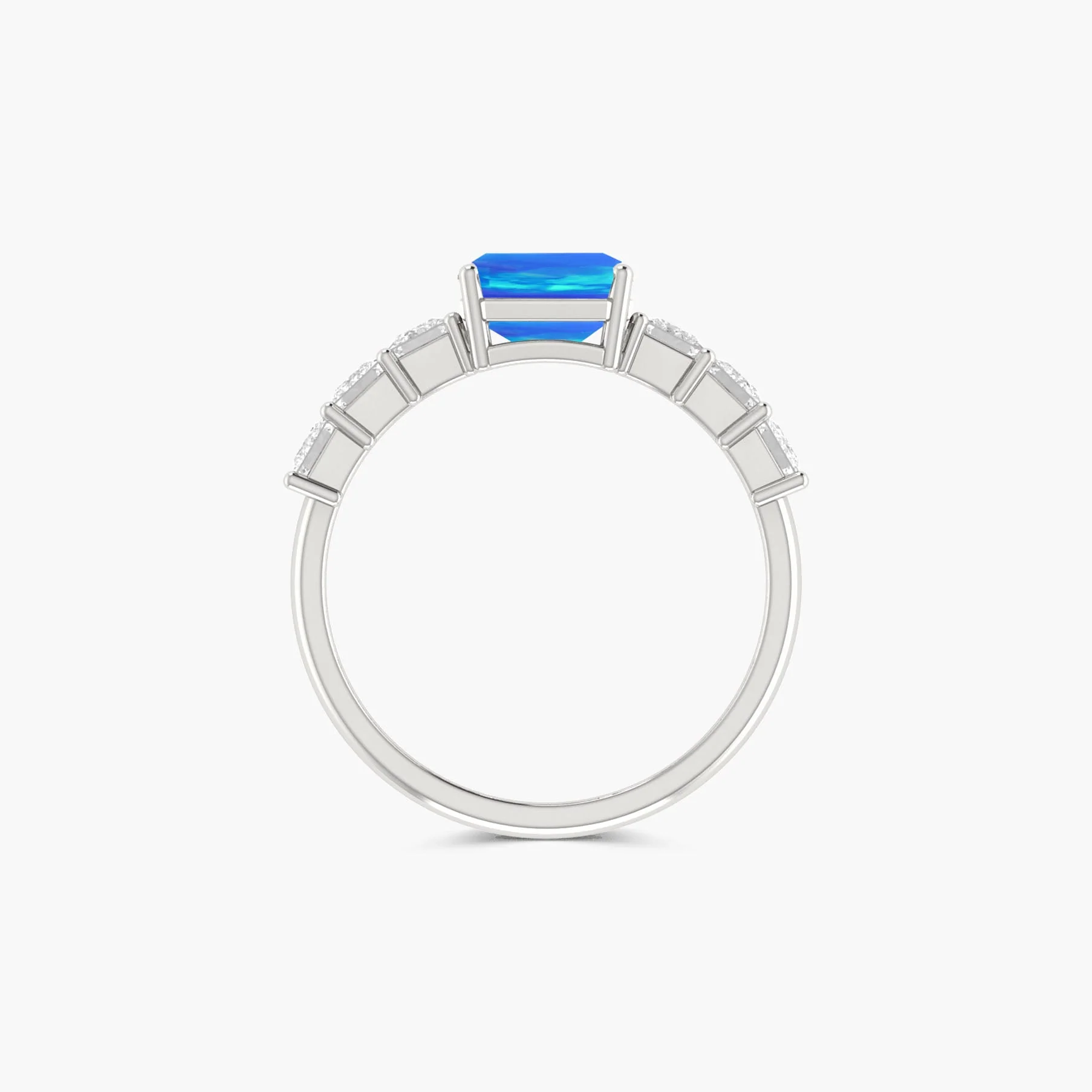 925 Sterling Silver Blue Opal Designer Ring with White Zircon - Image 4