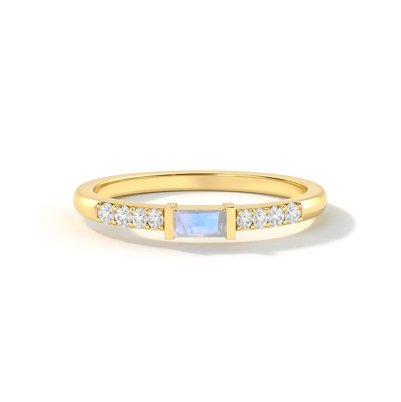 925 Sterling Silver Moonstone Baguette Solitaire Designed Ring with 4x2mm Stone 0.30ct - Image 8