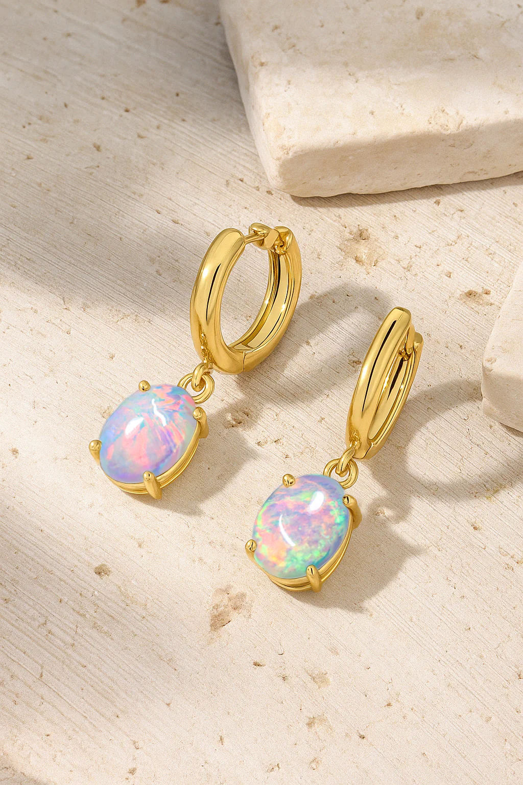 925 Sterling Silver White Opal Oval Drop Hoop Earrings Luxury 1.80 Ct - Image 10