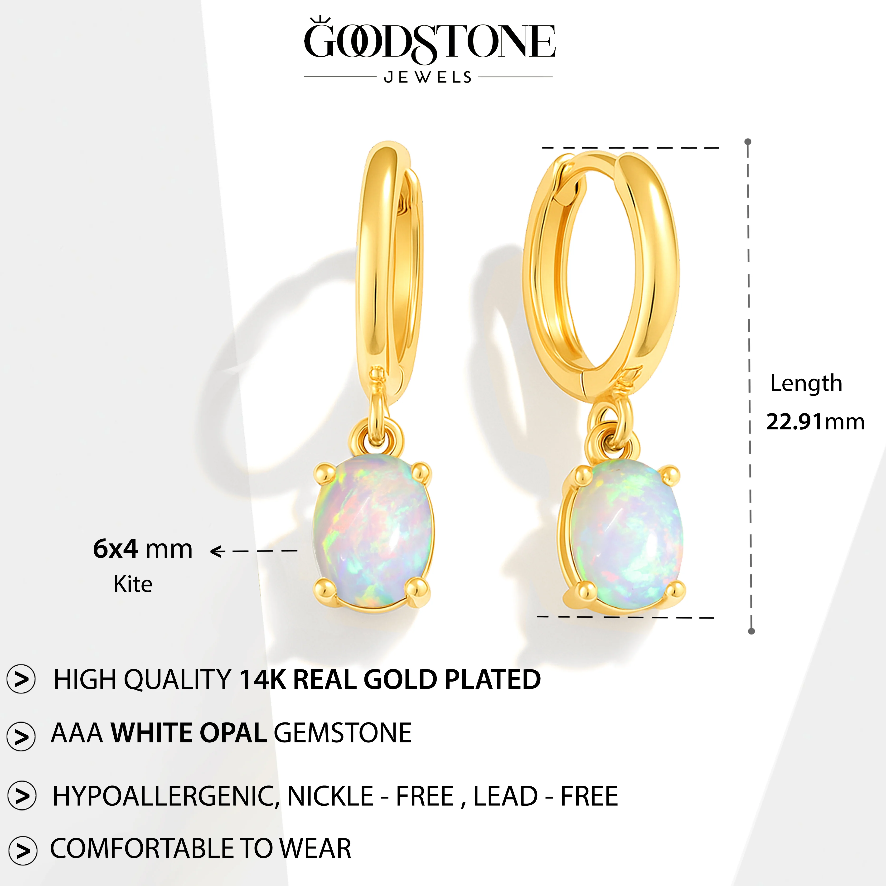 925 Sterling Silver White Opal Oval Drop Hoop Earrings Luxury 1.80 Ct - Image 14