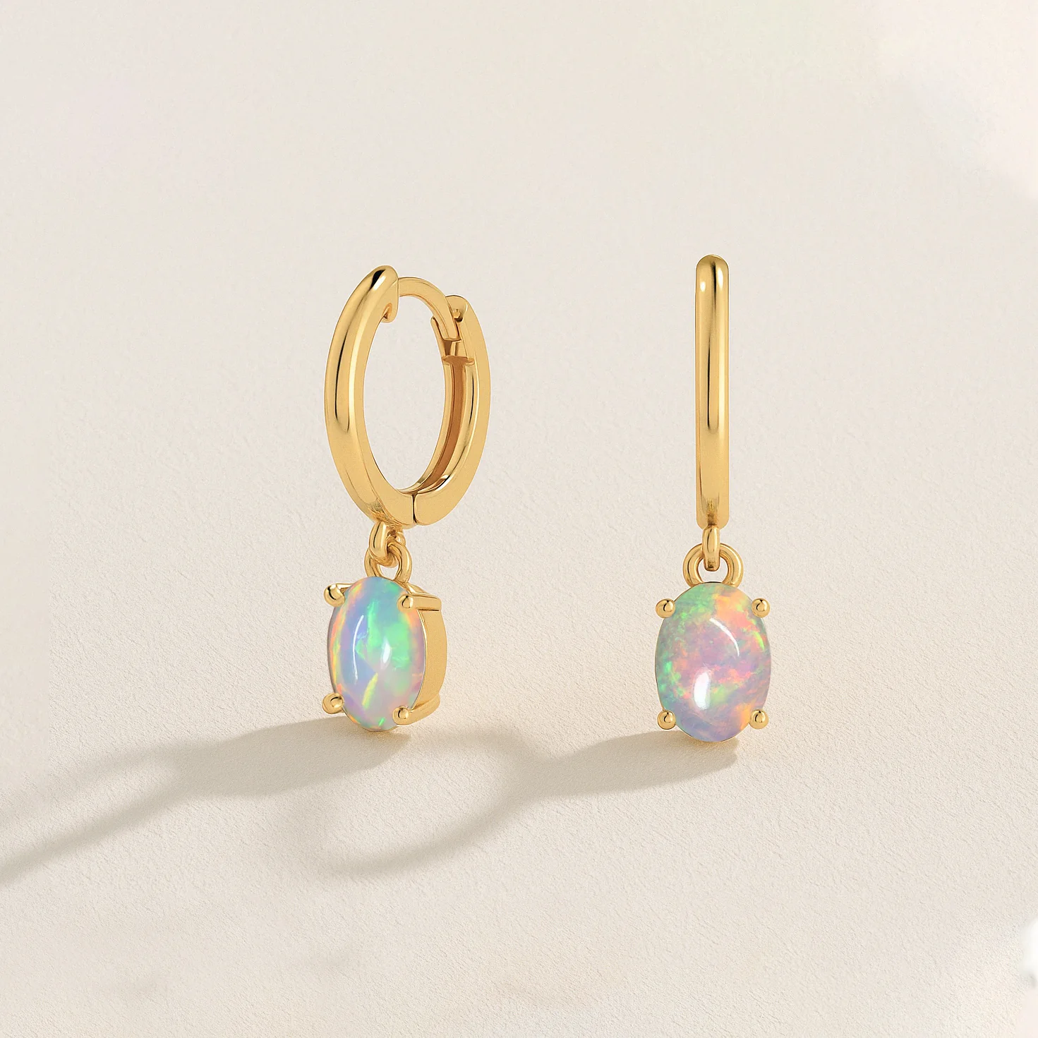 925 Sterling Silver White Opal Oval Drop Hoop Earrings Luxury 1.80 Ct - Image 9