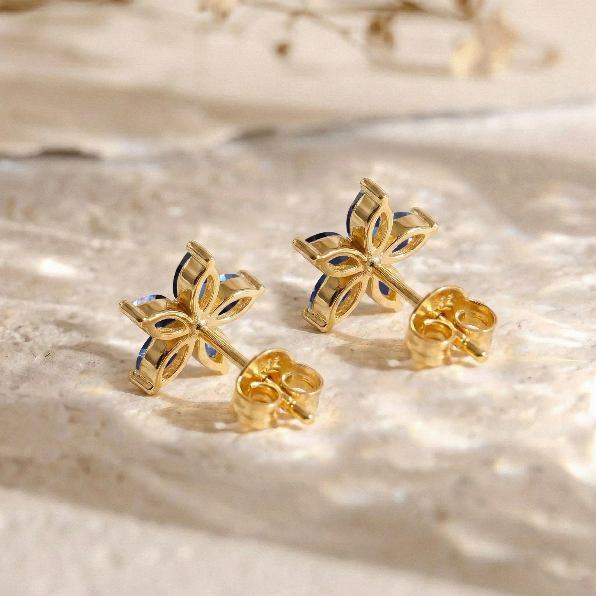 Alexandrite Flower and Marquis Shape Stud Earring in 925 Sterling Silver 4X2 MM 3ct. - Image 9