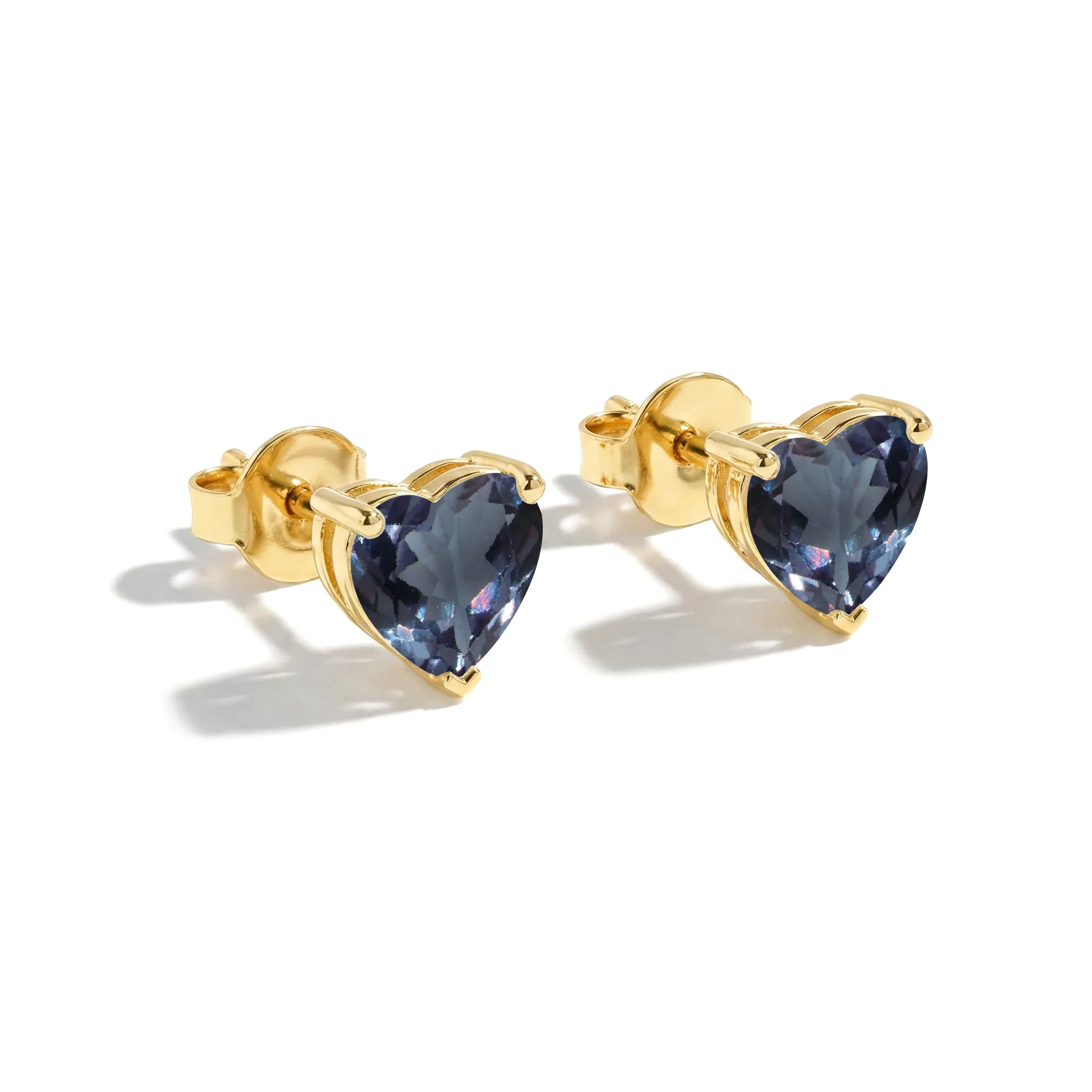 Alexandrite Heart Stud Earrings in 925 Sterling Silver 5.15ct - Image 2