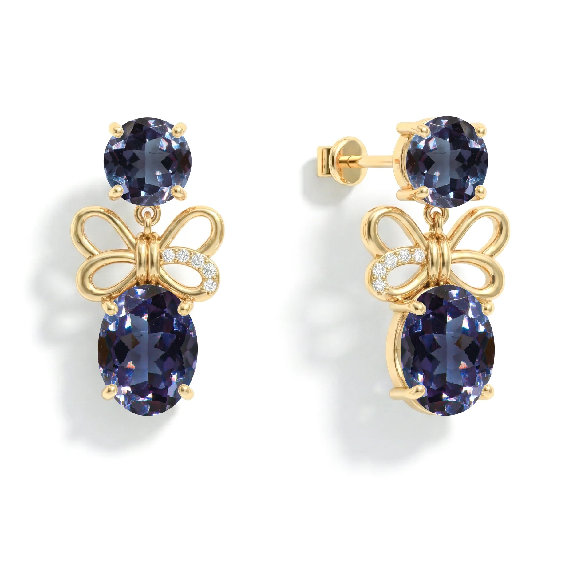 Alexandrite Round and Oval Stud Earring in 925 Sterling Silver 6 MM 5-ct. - Image 2