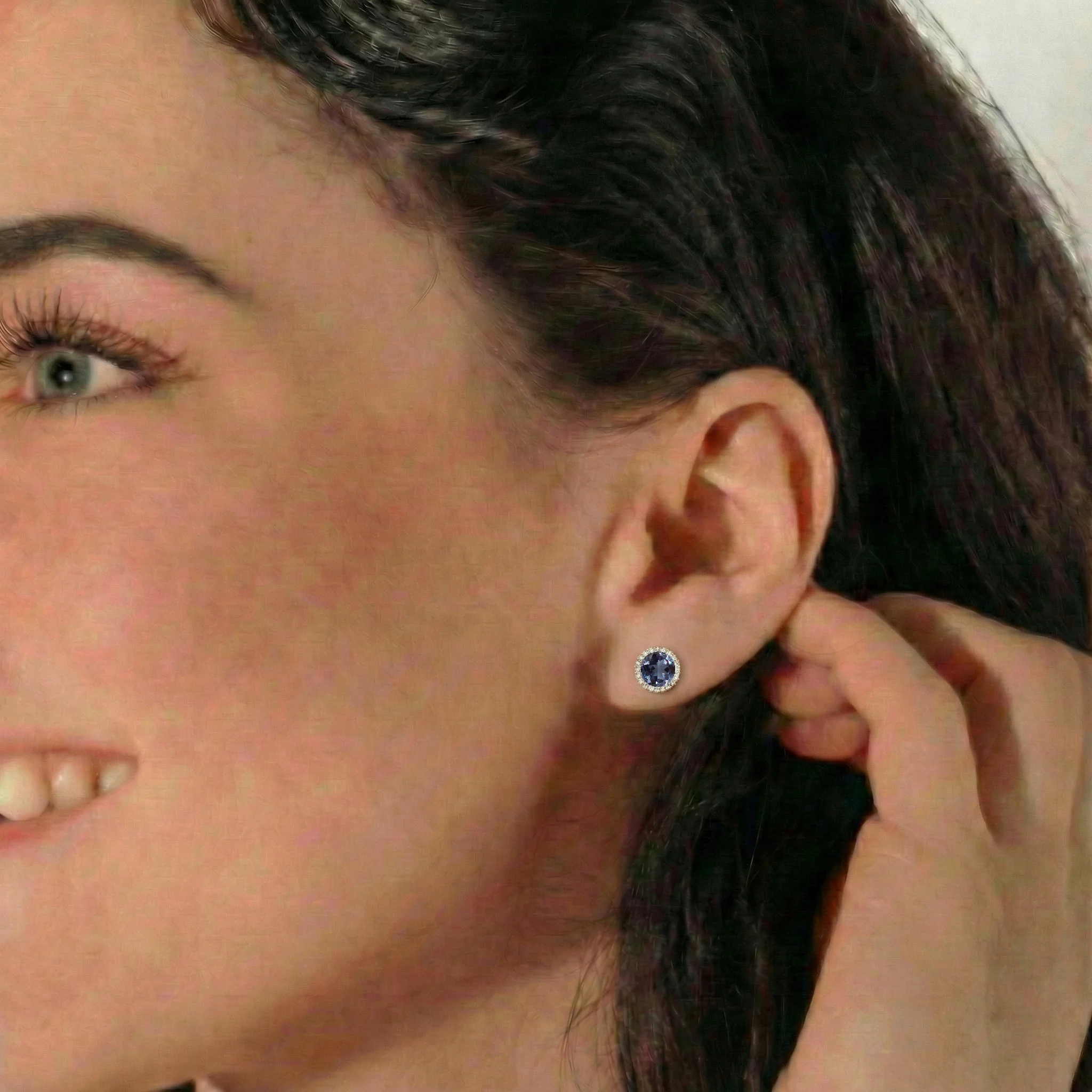 Alexandrite Round Halo Stud Earrings in 925 Sterling Silver 5 MM 1.3ct - Image 12