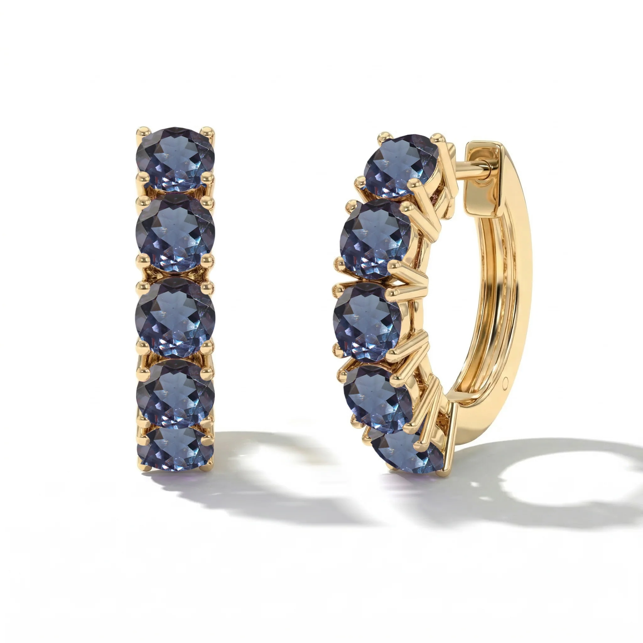 Alexandrite Round Hoop Earrings in 925 Sterling Silver 3MM 3ct - Image 5