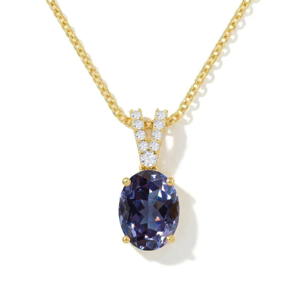 Alexandrite Solitaire Pendant Necklace in 925 Sterling Silver 1.2ct - Image 8