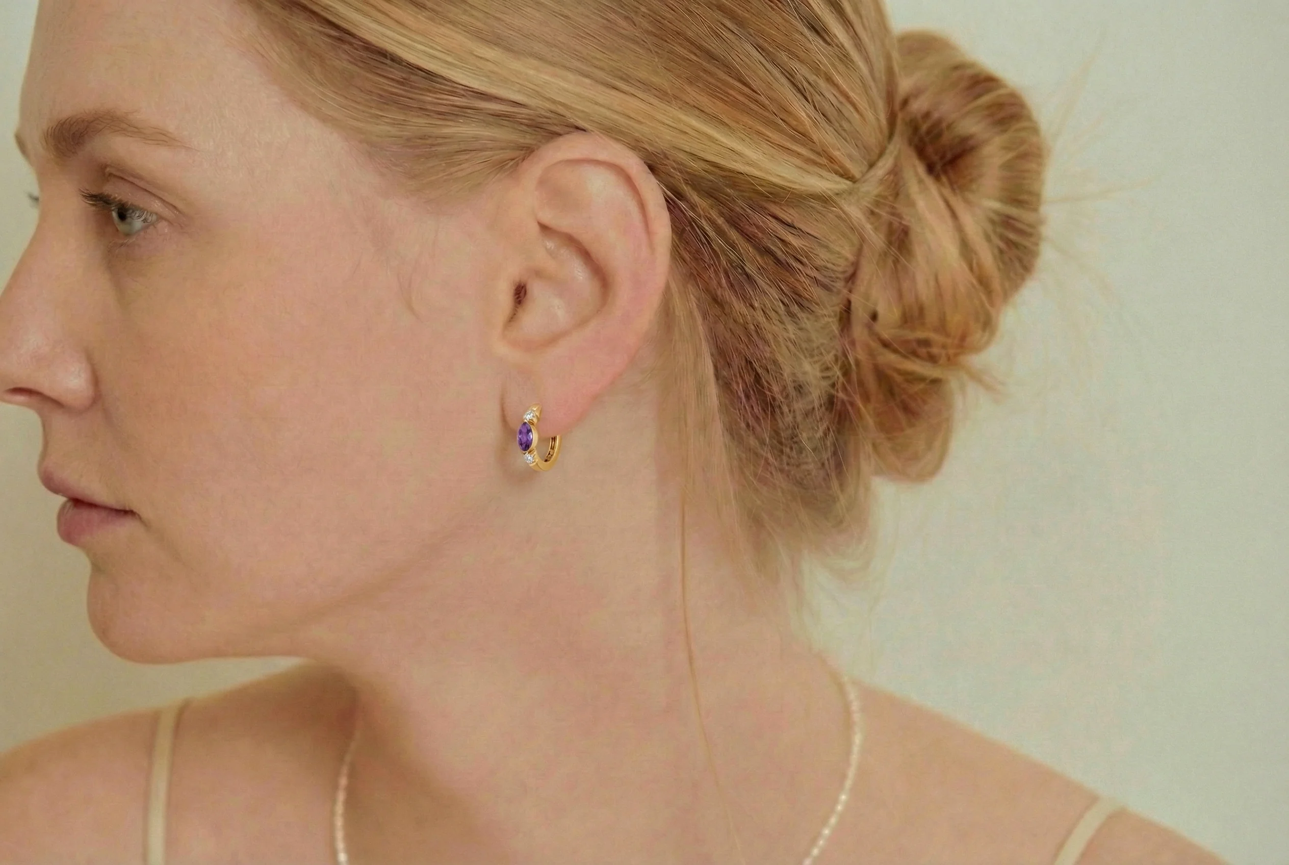 Amethyst Marquise Hoop Earring in 925 Sterling Silver 5x3 MM 1 -ct. - Image 12