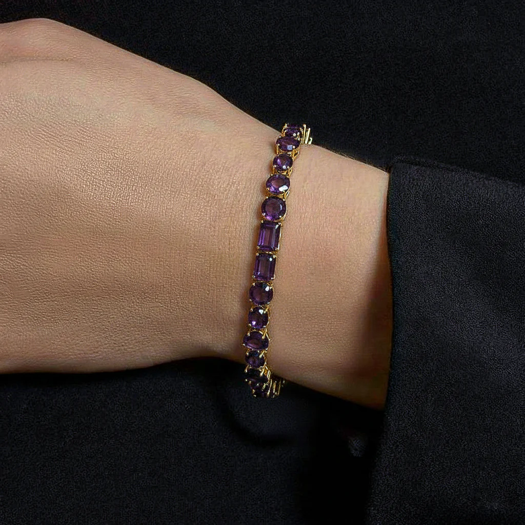 Amethyst Multi Shape Tennis Bracelet in 925 Sterling Silver 15.65 CT - Image 10