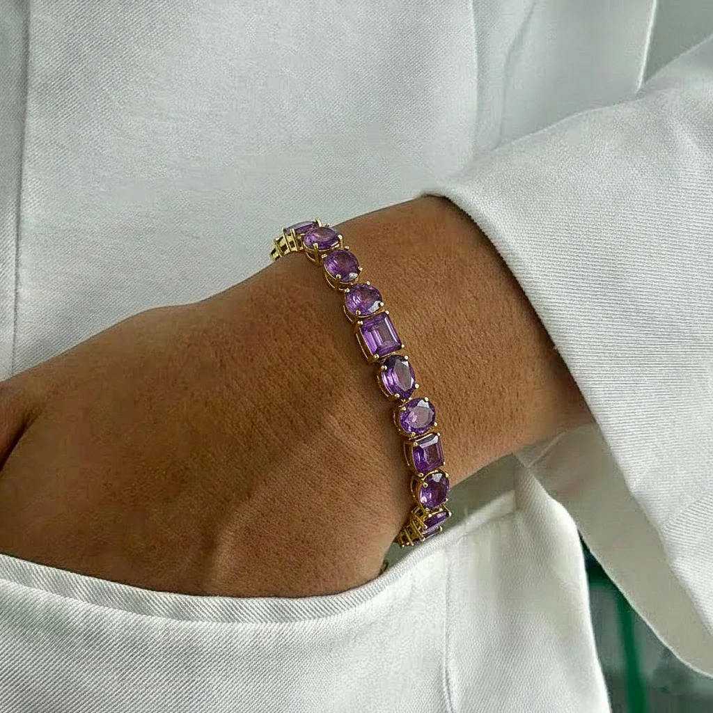 Amethyst Multi Shape Tennis Bracelet in 925 Sterling Silver 15.65 CT - Image 9