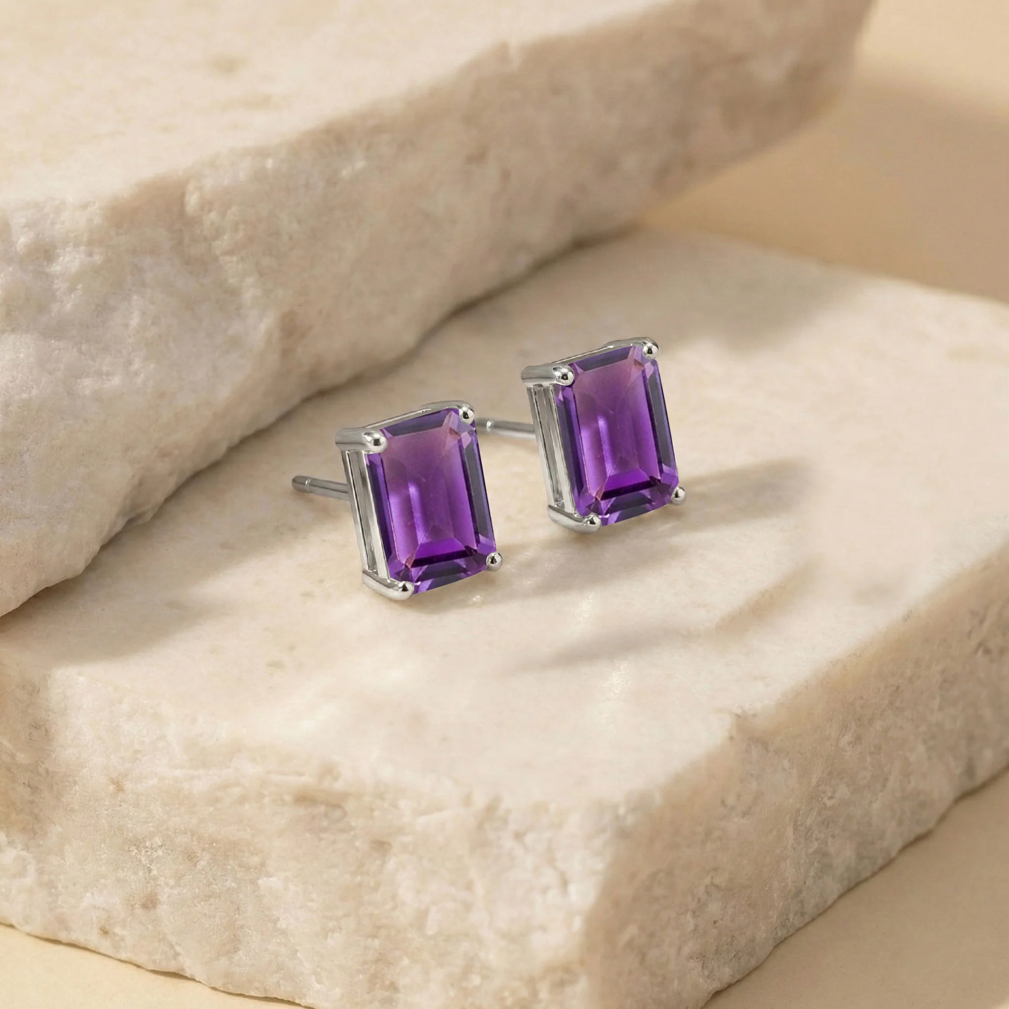 Amethyst Octagon Stud Earrings in925 Sterling Silver 5.35ct - Image 5