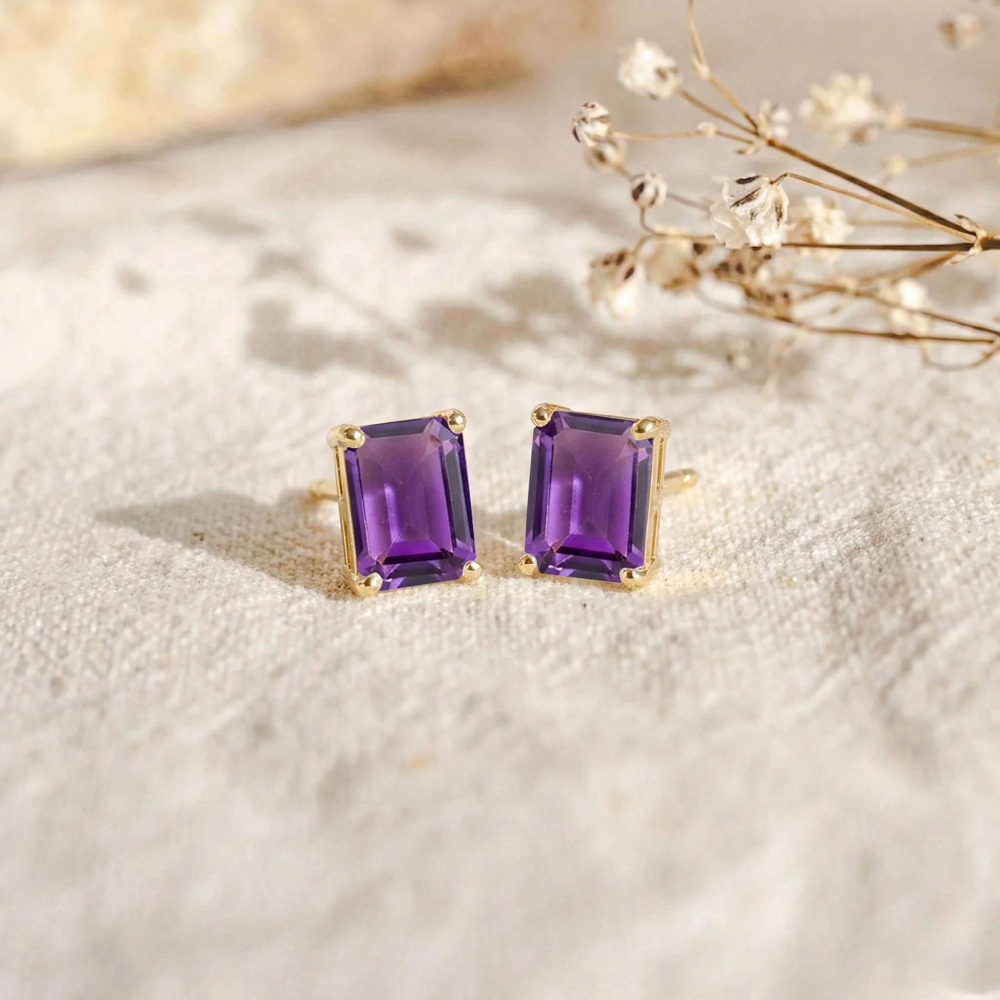 Amethyst Octagon Stud Earrings in925 Sterling Silver 5.35ct - Image 8