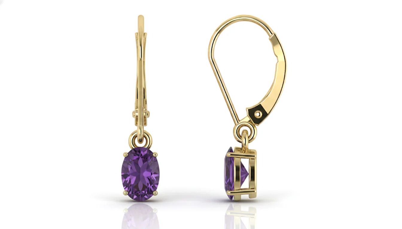 Amethyst Oval Dangle Earring in 925 Sterling Silver 8X6 MM 2.4ct - Image 8
