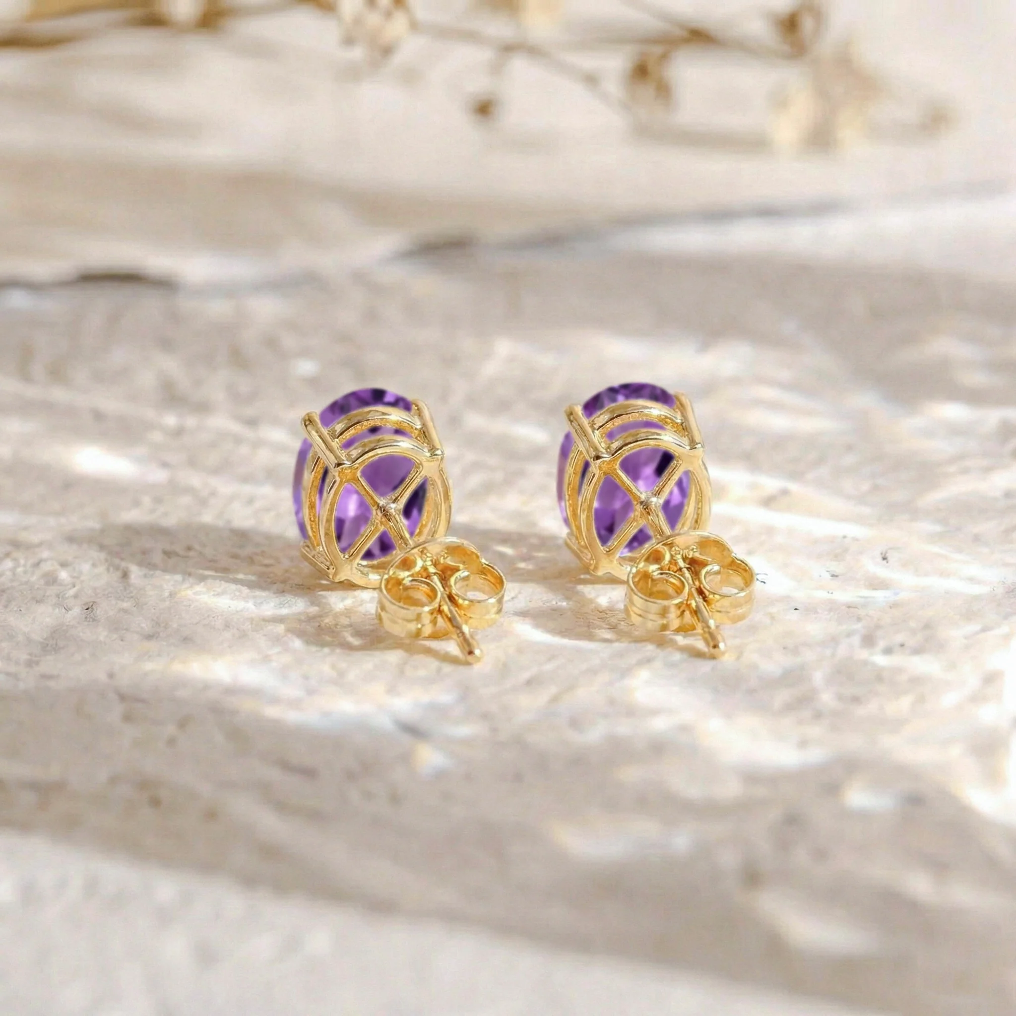 Amethyst Oval Solitaire Stud Earrings in 925 Sterling Silver 5.35ct - Image 11