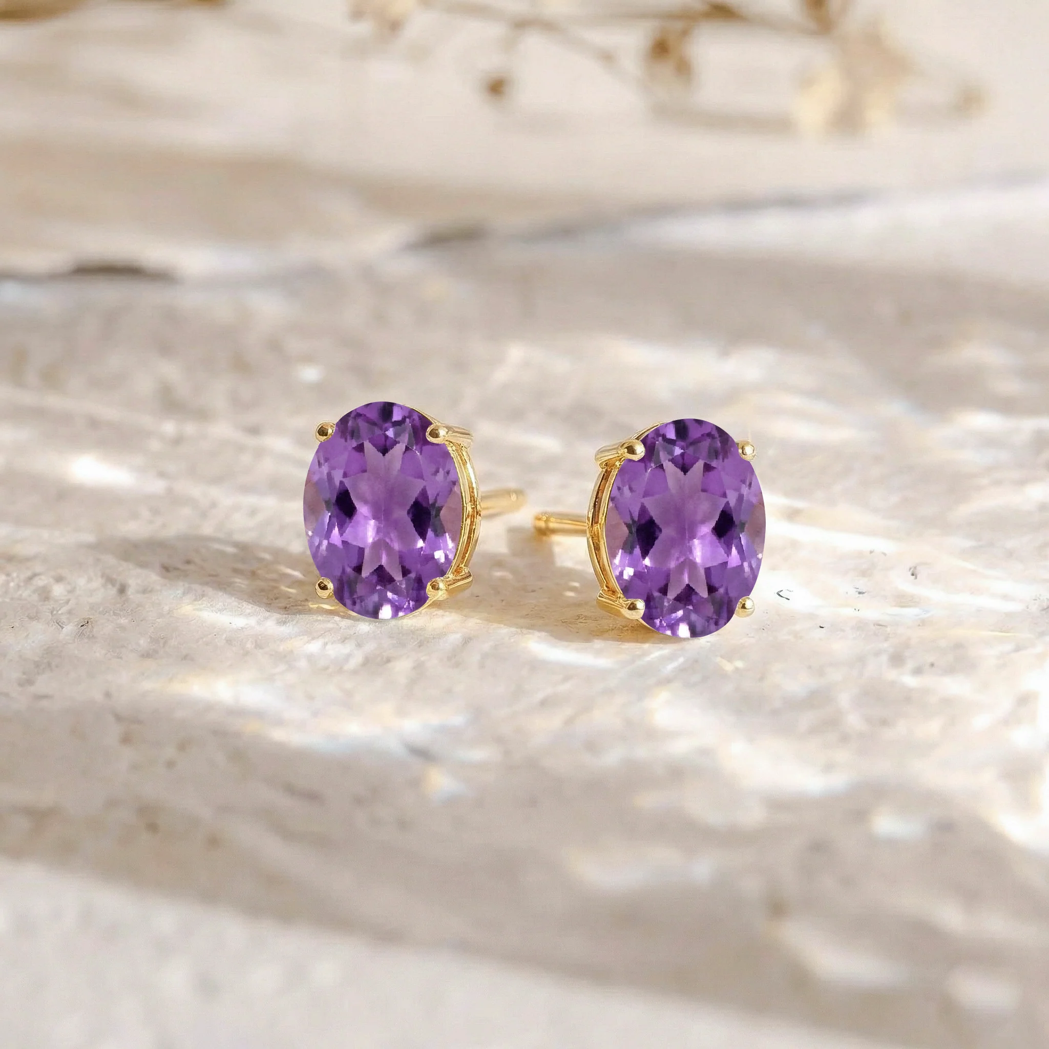 Amethyst Oval Solitaire Stud Earrings in 925 Sterling Silver 5.35ct - Image 12