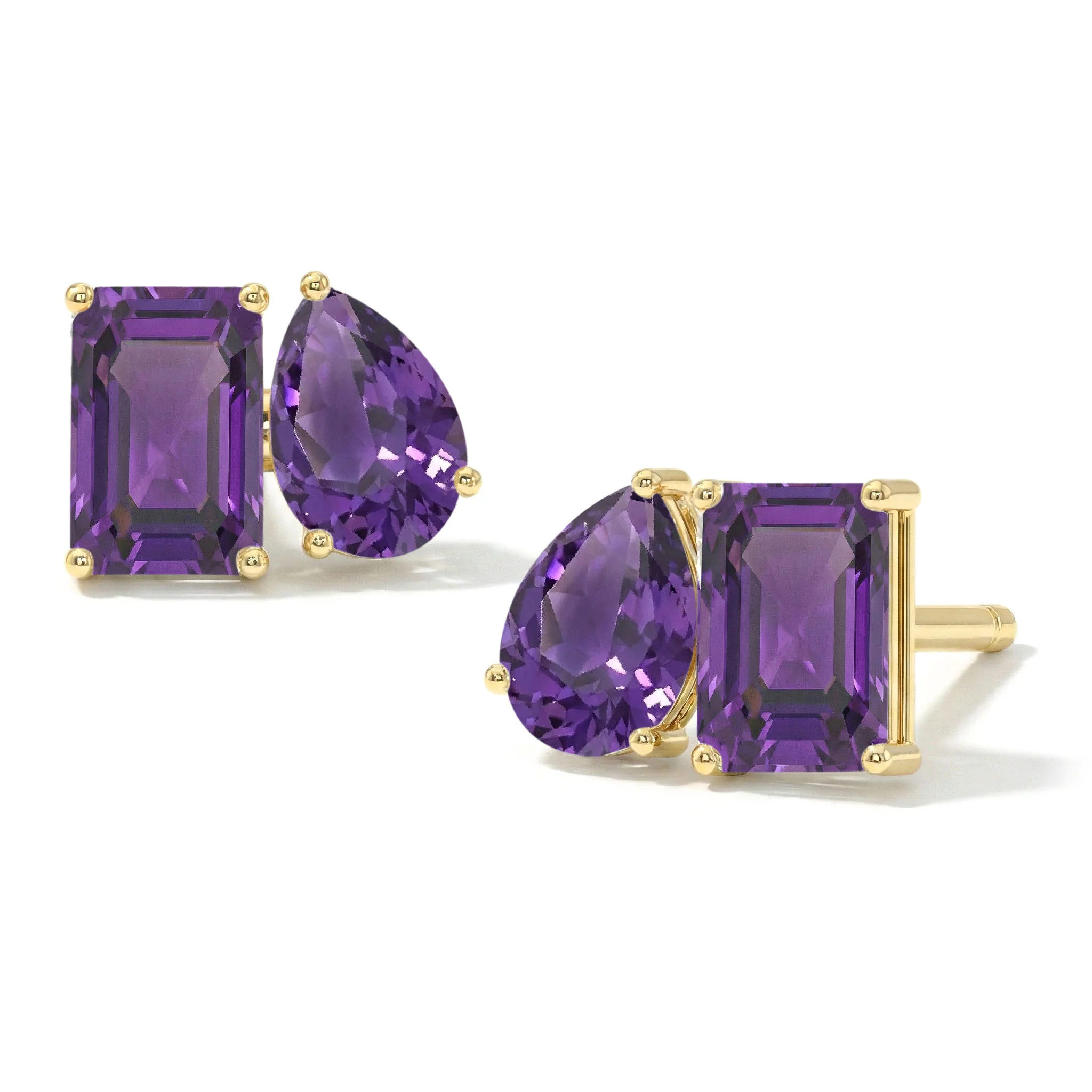 Amethyst Pear and Octagon Stud Earrings in 925 Sterling Silver 6*4MM 2ct - Image 8
