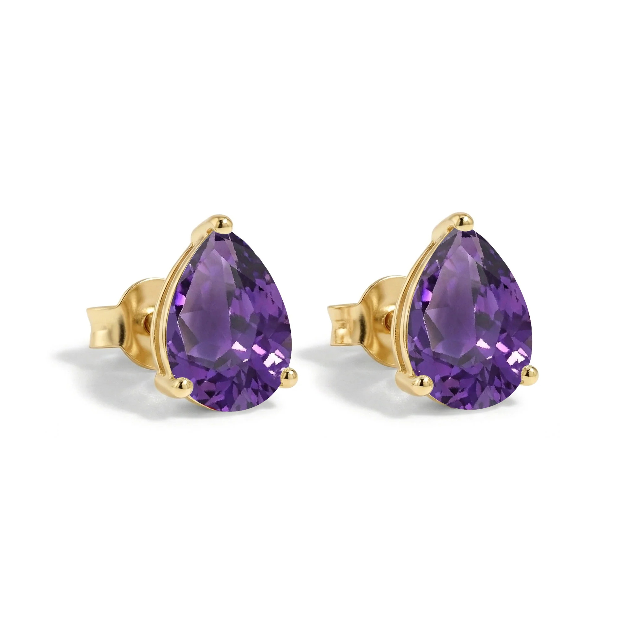 Amethyst Pear Solitaire Stud Earring in 925 Sterling Silver 10X8 MM 5.35ct - Image 8