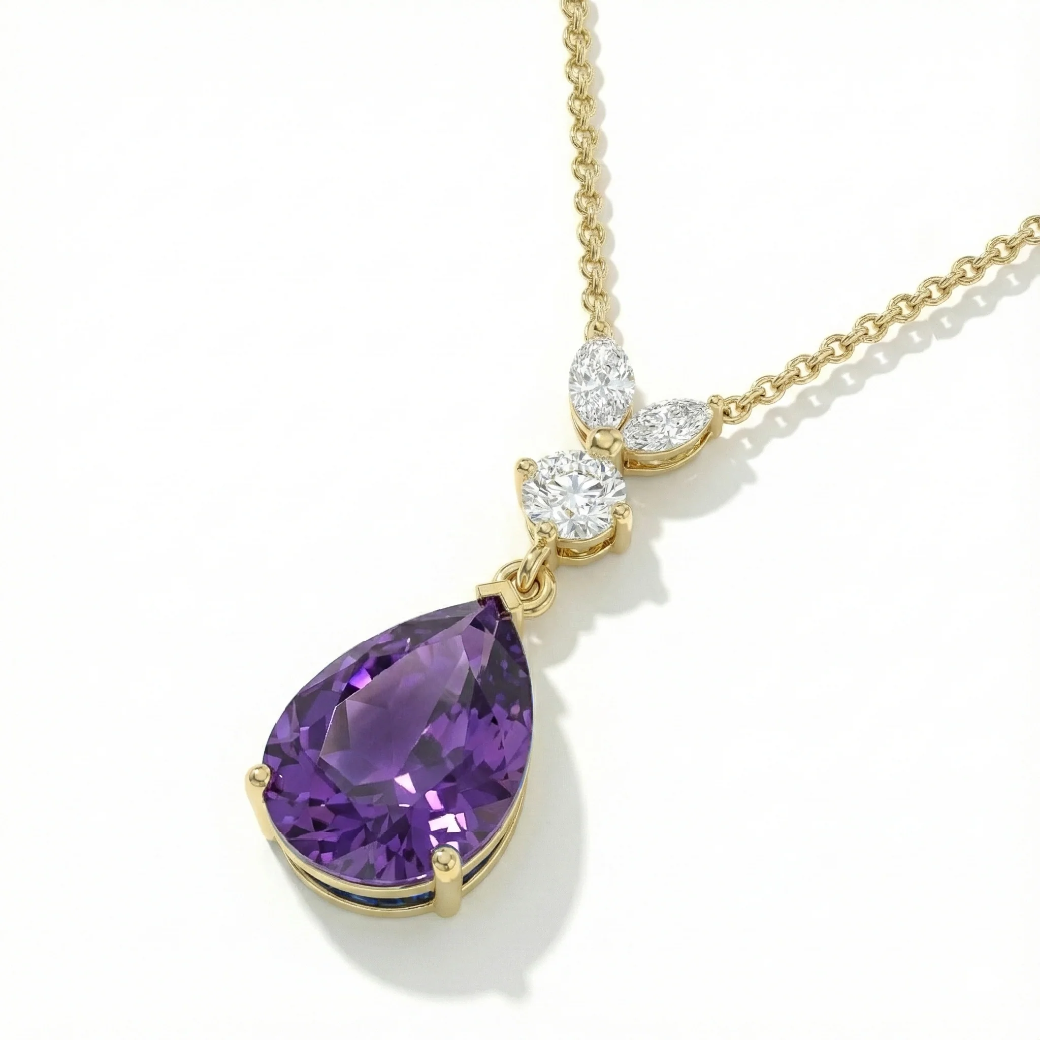 Amethyst Pear Teardrop Pendant Necklace in 925 Sterling Silver 1.7ct - Image 15