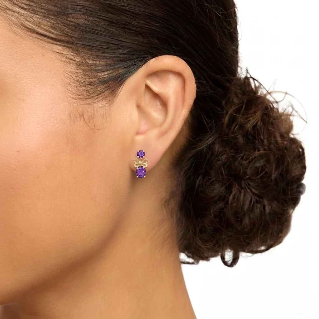 Amethyst Round and Oval Stud Earring in 925 Sterling Silver 6 MM 5-ct. - Image 14