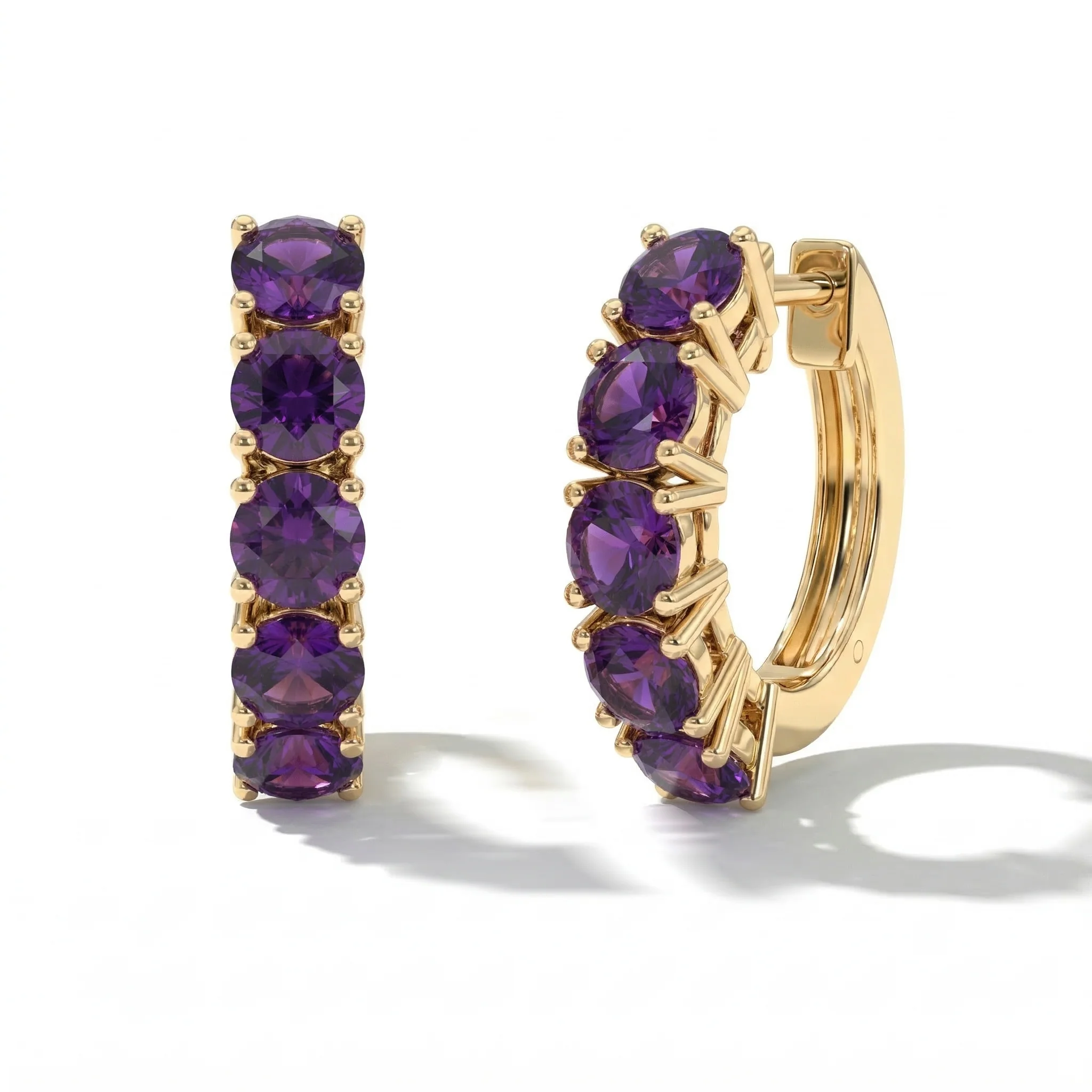Amethyst Round Hoop Earrings in 925 Sterling Silver 3MM 1.30ct - Image 7