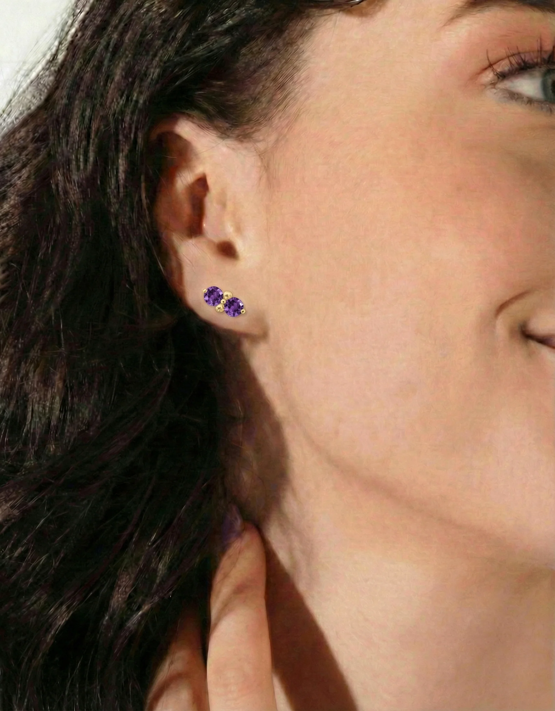 Amethyst Round Stud Earrings in 925 Sterling Silver 3 MM 1.20ct - Image 15