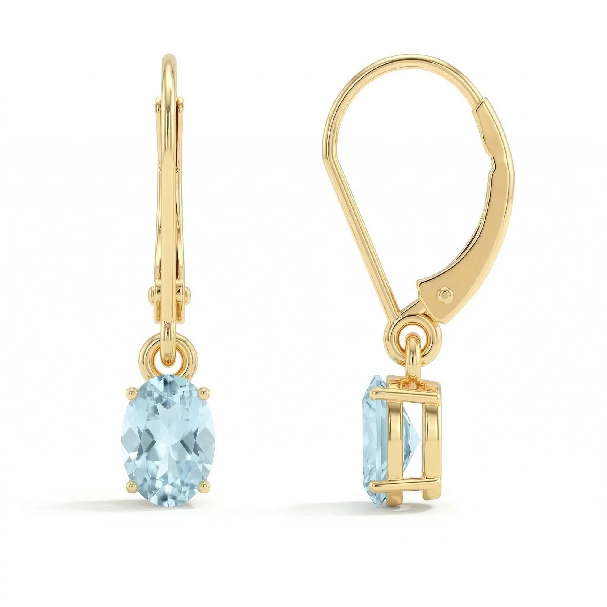 Aquamarine Oval Dangle Earring in 925 Sterling Silver 8X6 MM 2.4ct - Image 2