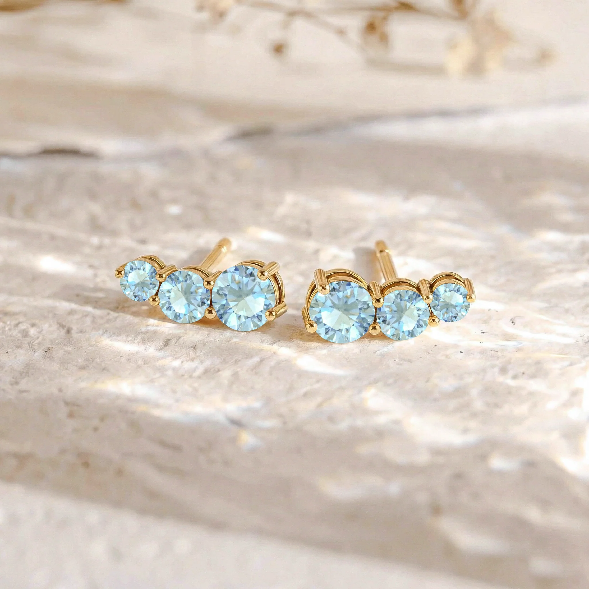 Aquamarine Round Stud Earring in 925 Sterling Silver 5*4*3MM 1.40 ct. - Image 11