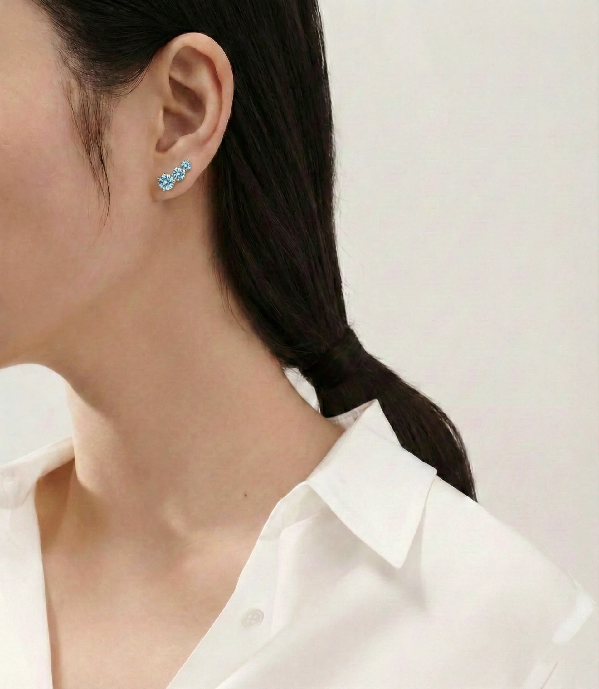 Aquamarine Round Stud Earring in 925 Sterling Silver 5*4*3MM 1.40 ct. - Image 13