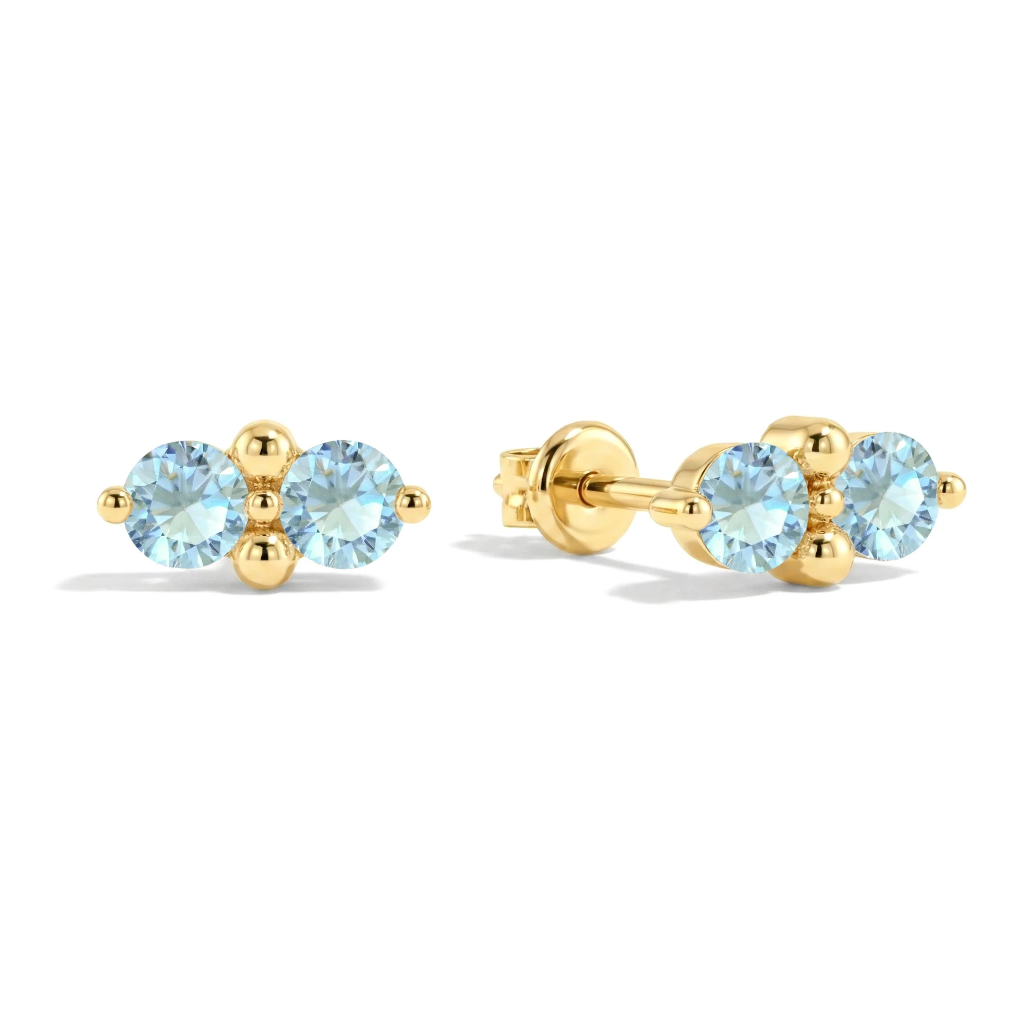Aquamarine Round Stud Earrings in 925 Sterling Silver 3 MM 1.20ct - Image 15