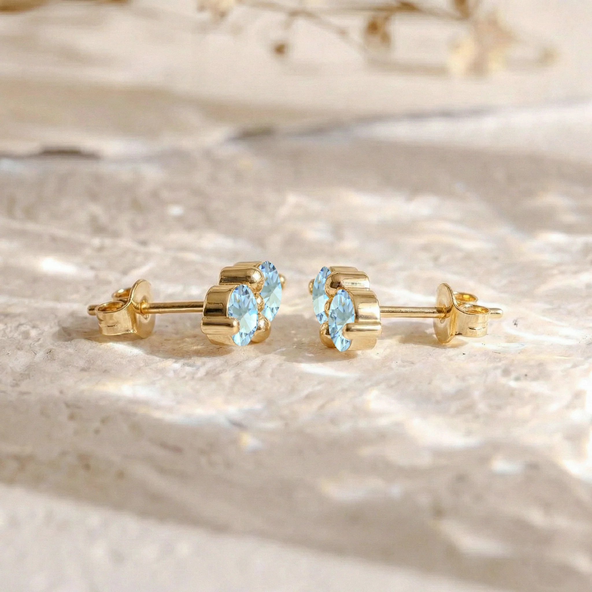 Aquamarine Round Stud Earrings in 925 Sterling Silver 3 MM 1.20ct - Image 18