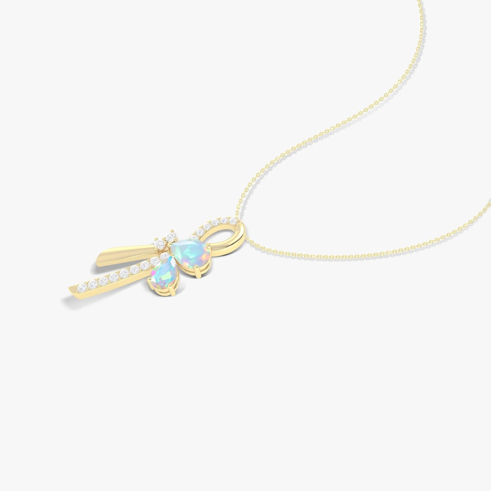Authentic White Opal Pendant in Pearl Shape Necklace - Image 3