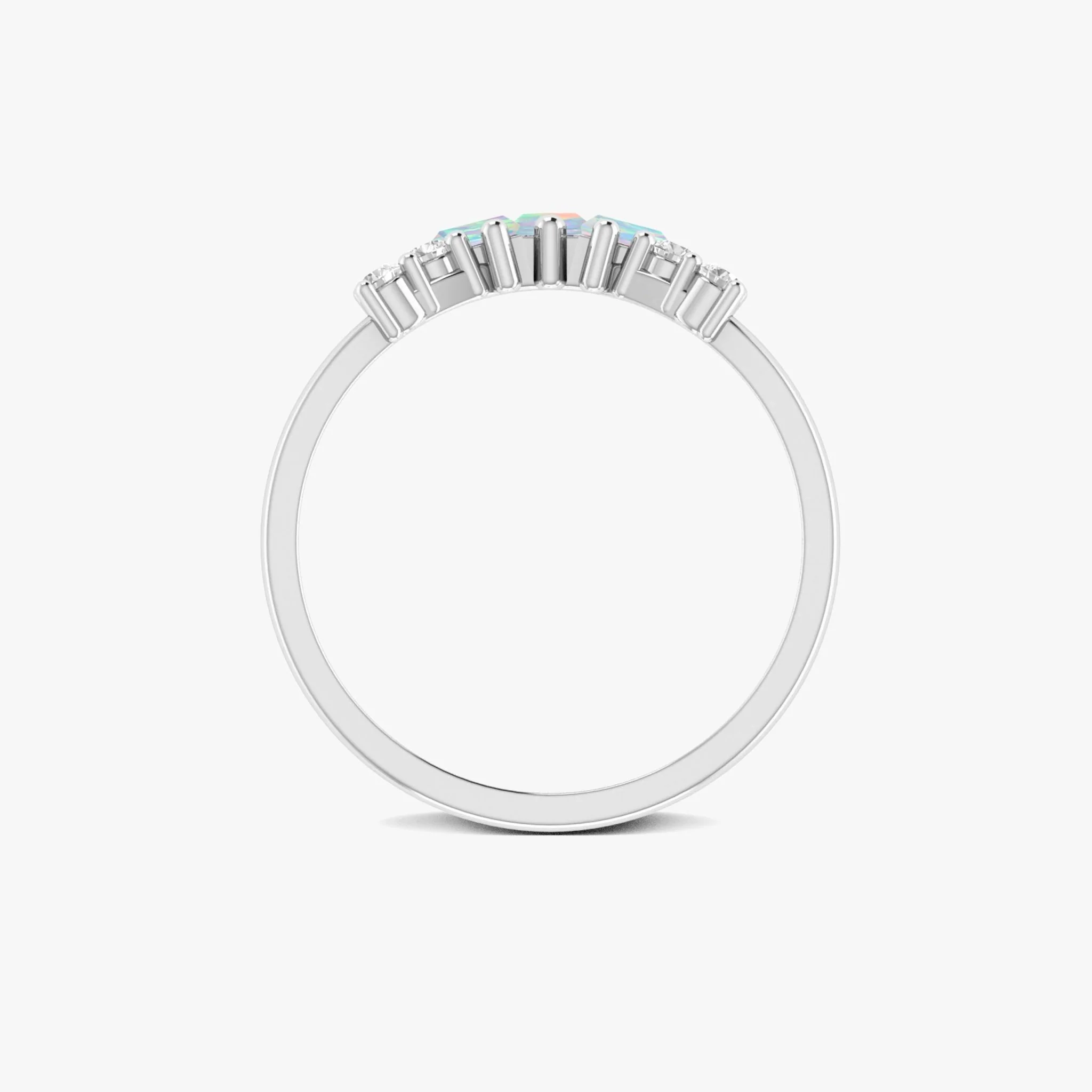 Baguette White Opal Ring with CZ - Image 9