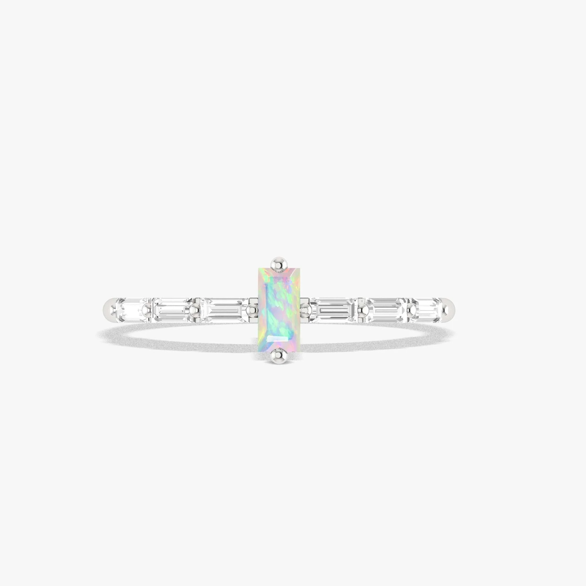 Baguette White Opal & Zircon Ring - Image 5