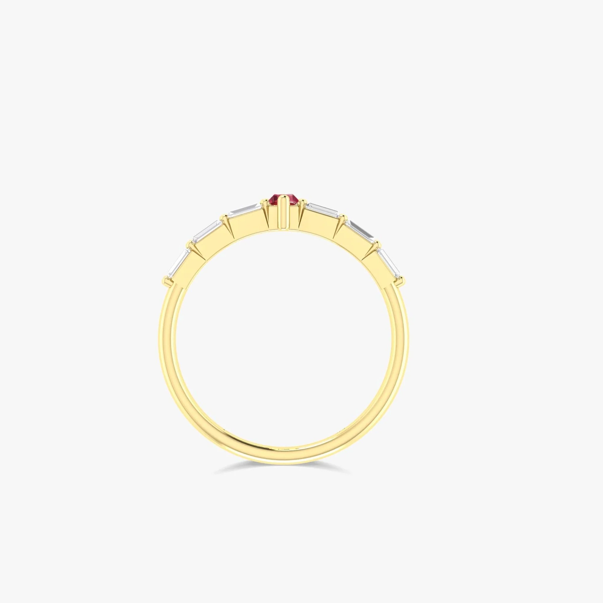 Baugette Cut Ruby and Zircons Ring - Image 4