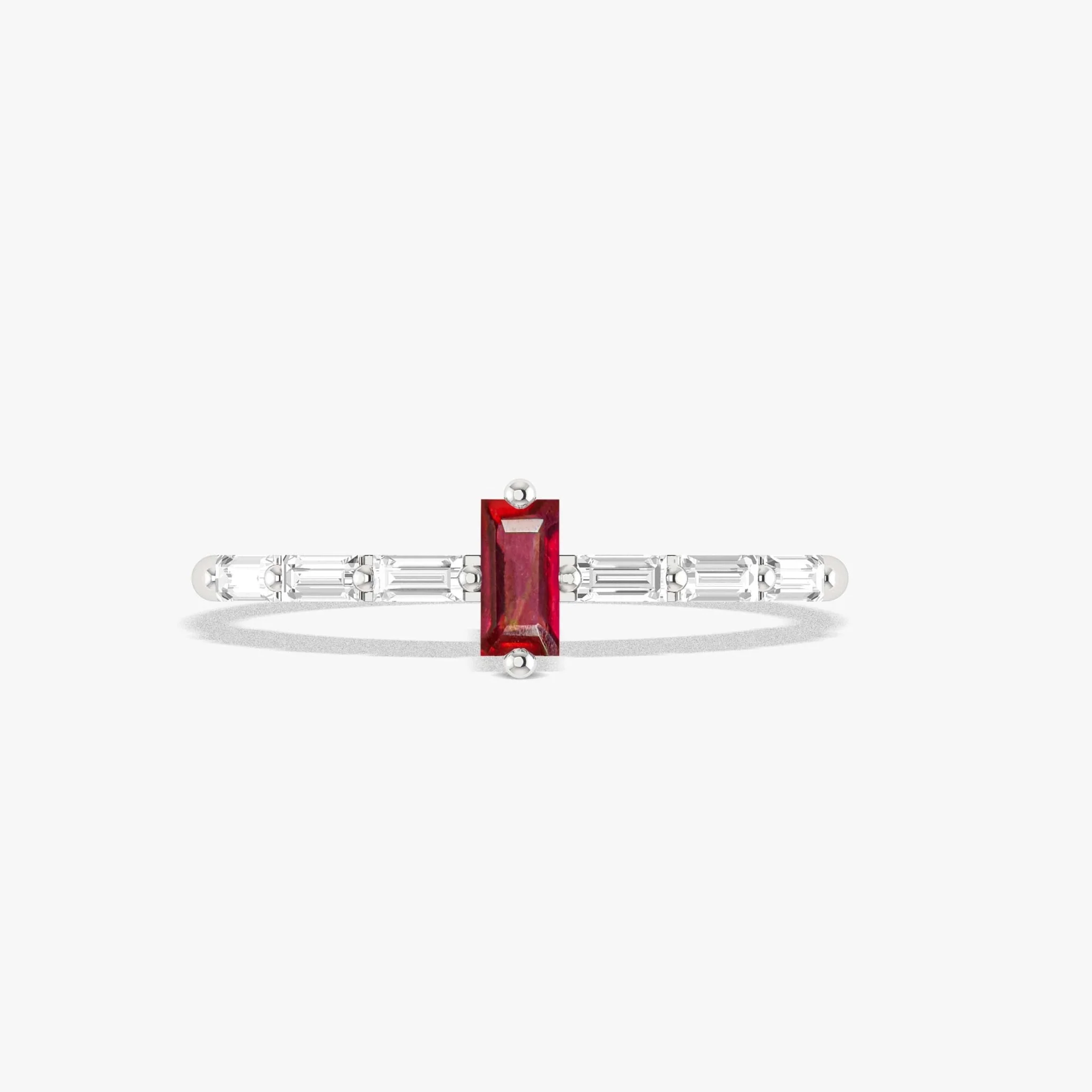 Baugette Cut Ruby and Zircons Ring - Image 5