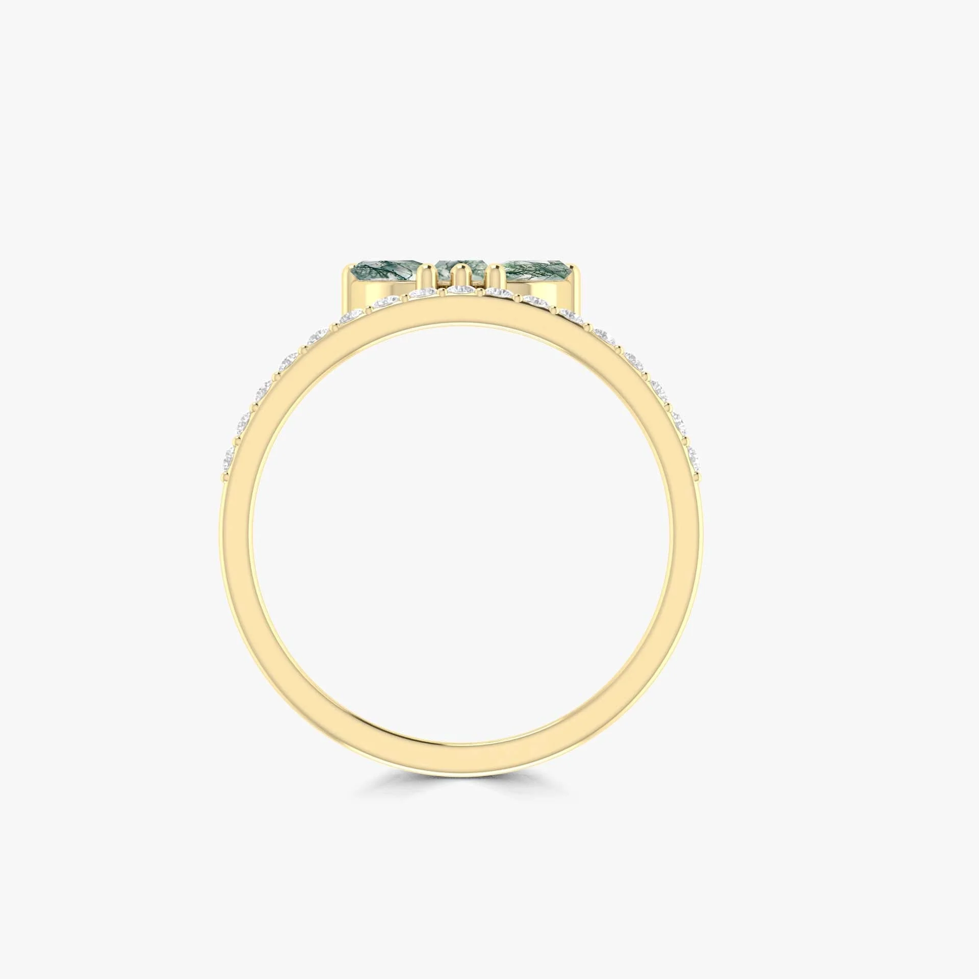 Beautiful 3 Marquise shape Moss Agate ring - Image 4