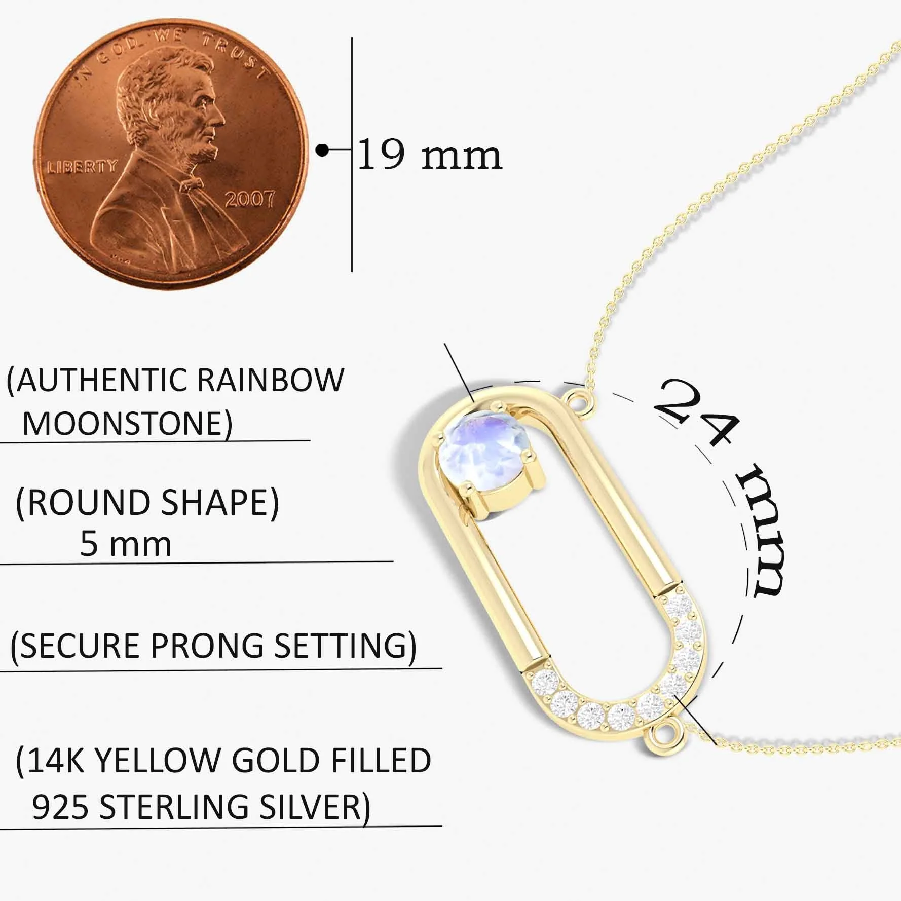 Beautiful Gold vermaile desing Moonstone pendant necklace - Image 3